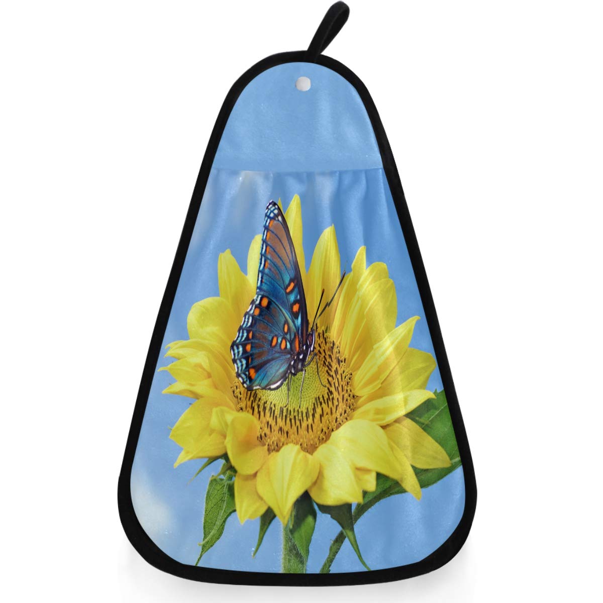 Visesunny Sunflower & Butterfly Cotton Hand Towel - Soft Absorbent Kitchen & Bathroom Towel with Hanging Loop - Perfect for Dish Drying, Decor & Cleaning (Set of 1) - Ideal for Home, Restaurant & Gift Use