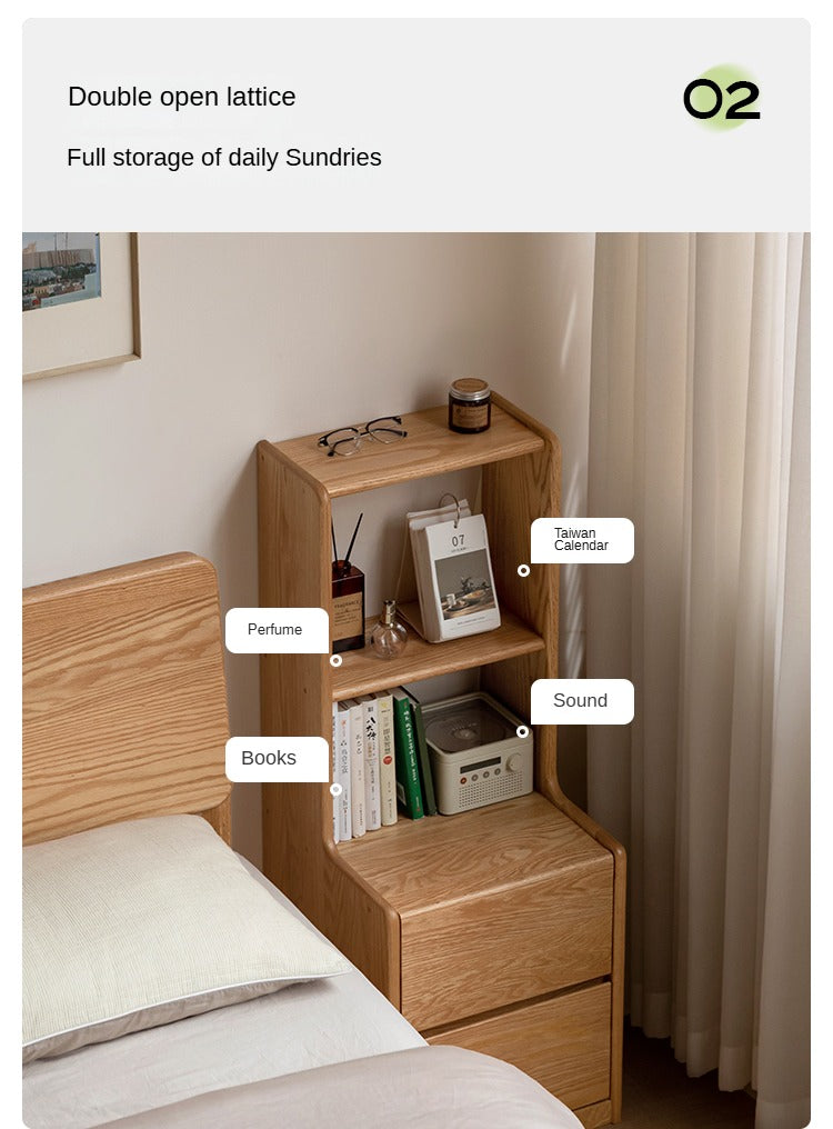 Solid Oak Wood Nightstand - Sturdy & Elegant Bedside Table for Bedroom, Living Room, or Office - Perfect for Storage & Décor