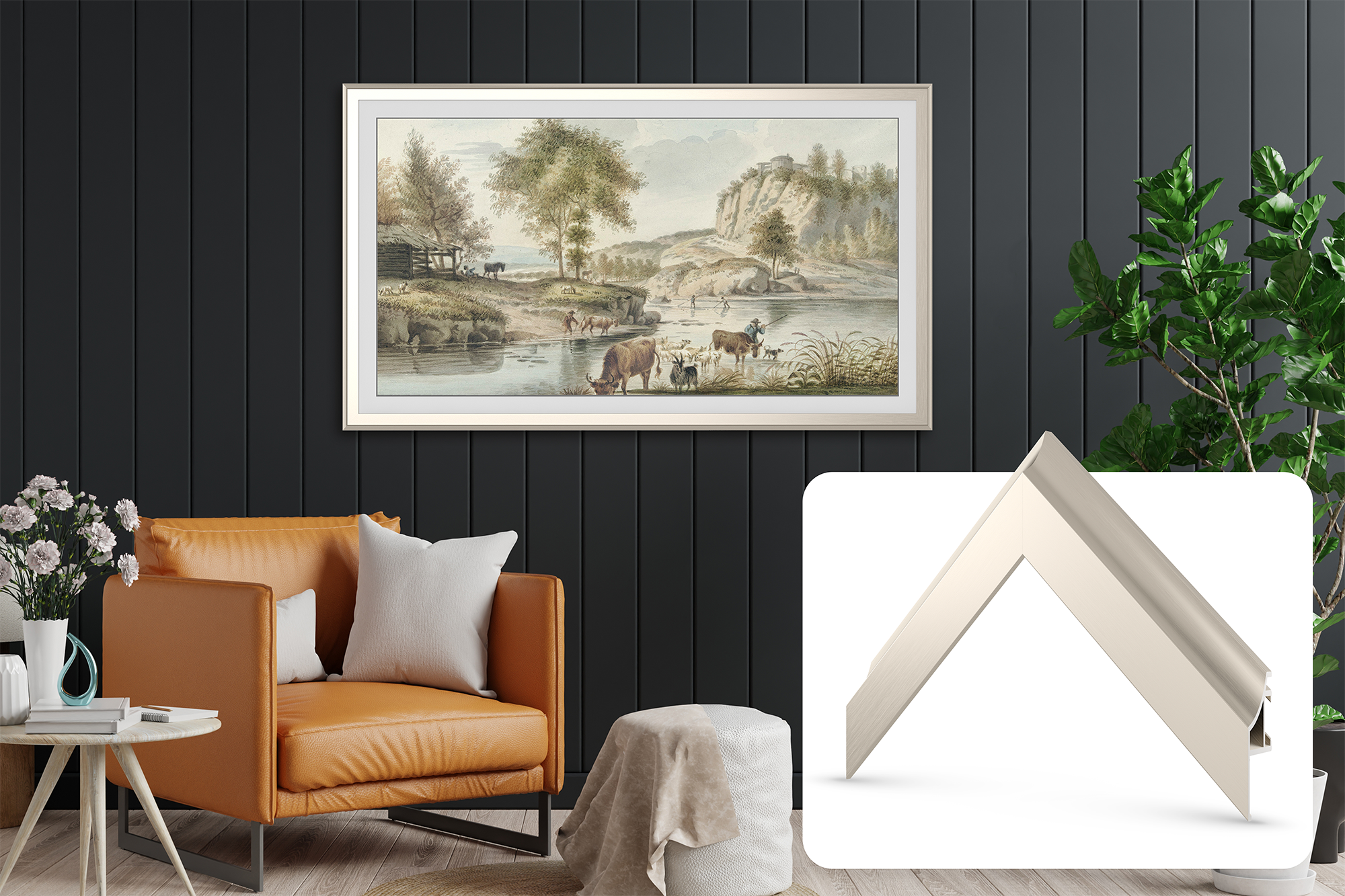 Premium German Silver Alloy Scoop for Samsung Frame TV Bezel - Perfect for Easy Installation & Screen Protection