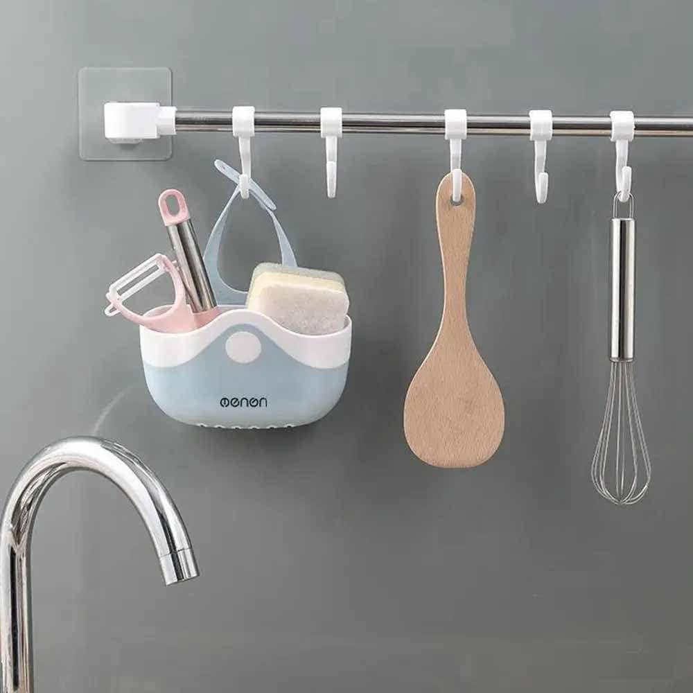TGOPIT Silicone Hanging Sponge Holder - Kitchen Sink Organizer with Drain Basket, Soap Tray & Storage Caddy - Perfect for Dish Sponges, Brushes & Cleaning Tools - Ideal for Small Kitchens, RVs & Apartments
