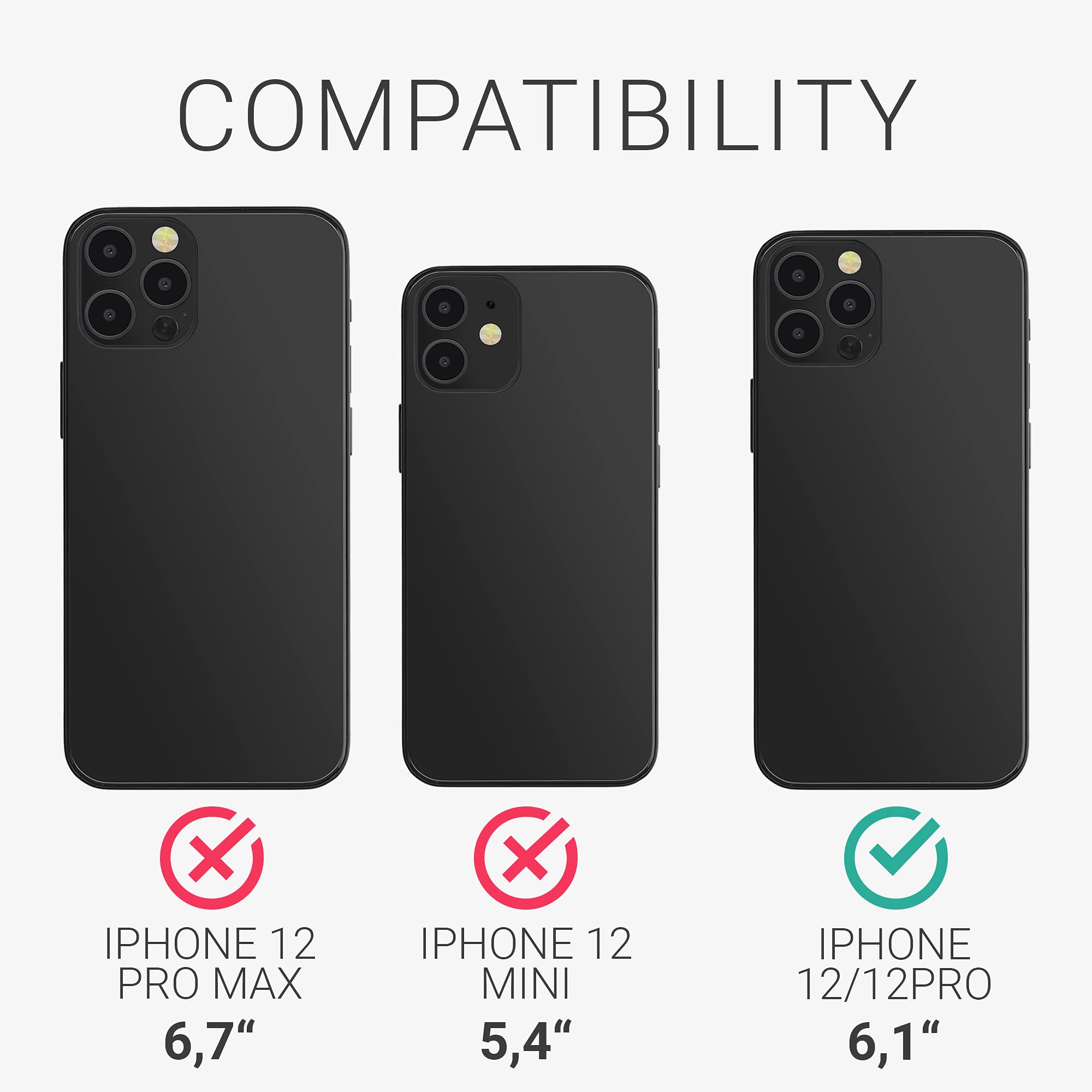 kwmobile Soft TPU Phone Case with Card Holder for Apple iPhone 12/12 Pro - Slim Protective Cover with Silicone Finish (Black) - Perfect for Everyday Use, Travel & Hands-Free Convenience