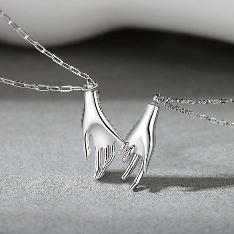 Hold My Hand Promise Matching Chain Necklace - Couple Gift for Anniversary, Valentine's Day & Romantic Occasions | N0362