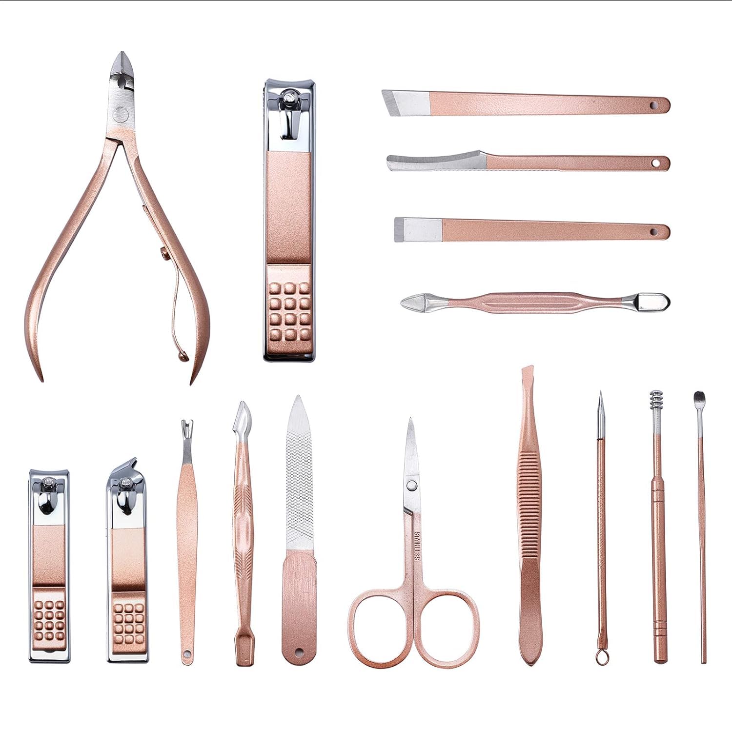 Professional MEI DE MODA 16-in-1 Manicure & Pedicure Set - Stainless Steel Nail Clippers, Cuticle Cutter & Grooming Kit for Men & Women (Pink) - Travel Case Included | Perfect for Home, Salon & Travel Nail Care