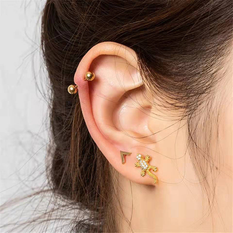 20G Rose Gold Tiny Lizard Stud Tragus Earrings for Cartilage Piercing | Hypoallergenic Body Jewelry for Women | Perfect for Daily Wear & Special Occasions