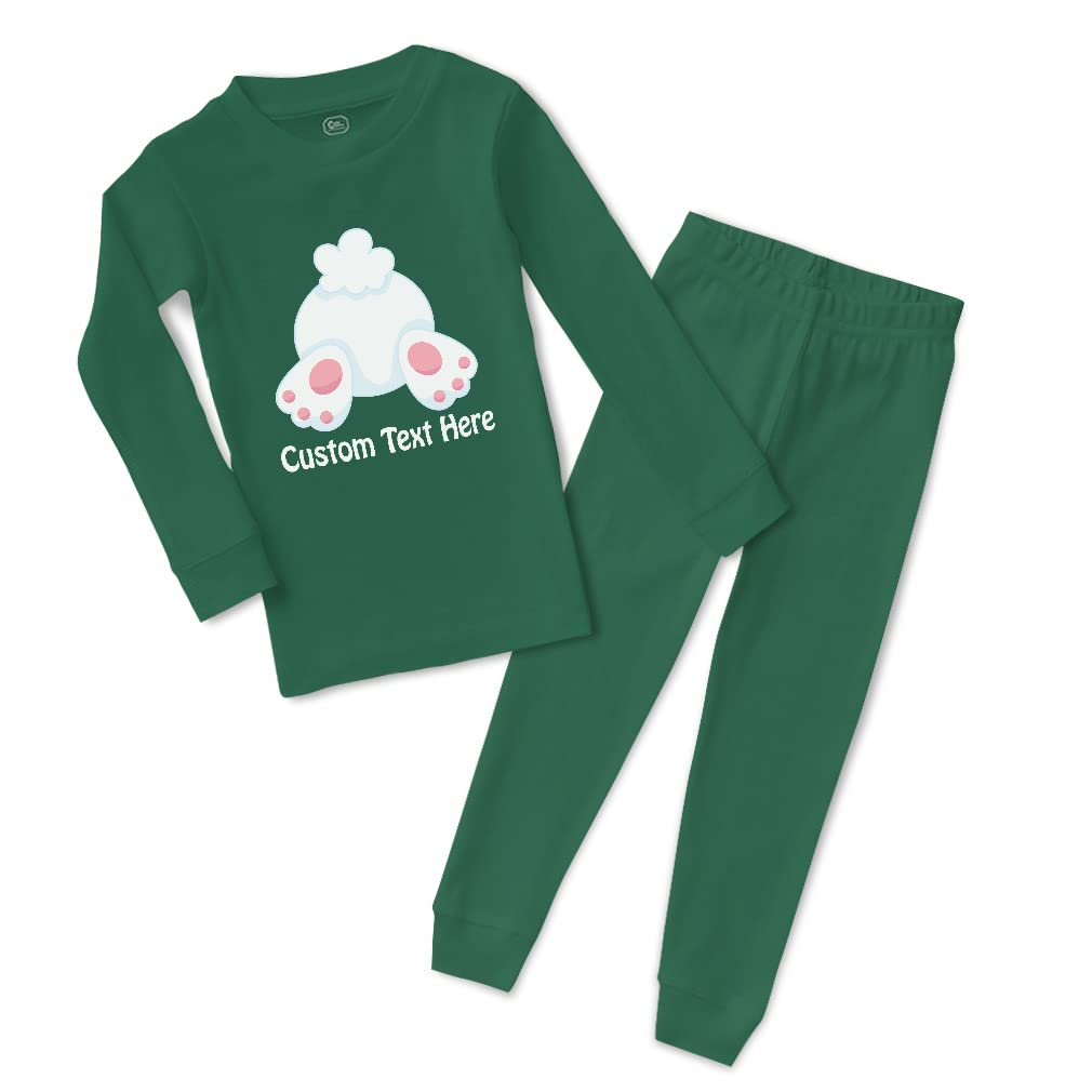 Custom Boy & Girl Cotton Toddler Pajamas with Bunny Tail - Soft Snug Fit for Easter & Holiday Photos - Perfect for Easter Egg Hunts & Family Matching Outfits