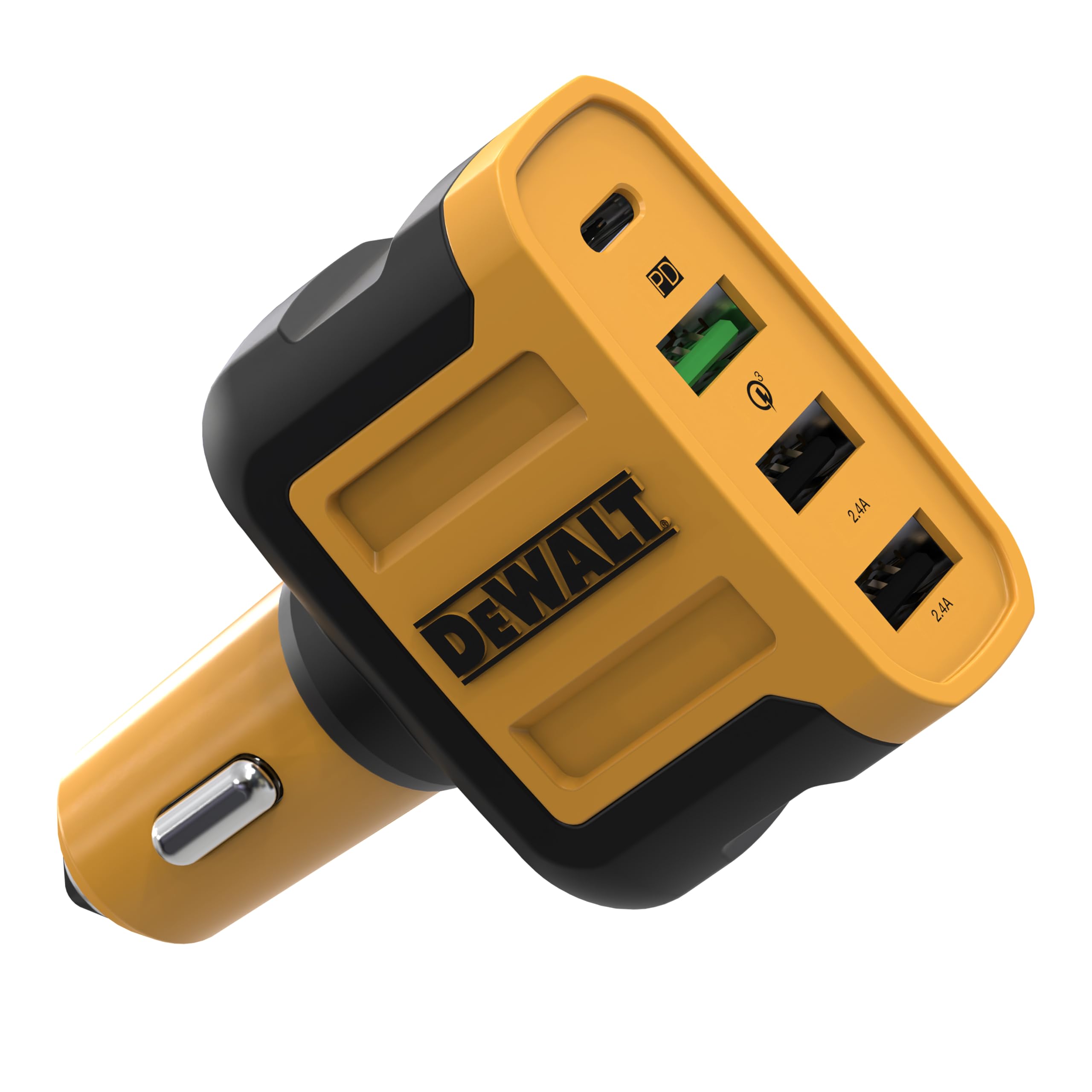 DEWALT Wireless Bluetooth Neckband Headphones with Noise Cancellation & 60W 4-Port Fast Car Charger Combo - Perfect for Construction Workers, Truck Drivers and Outdoor Adventures