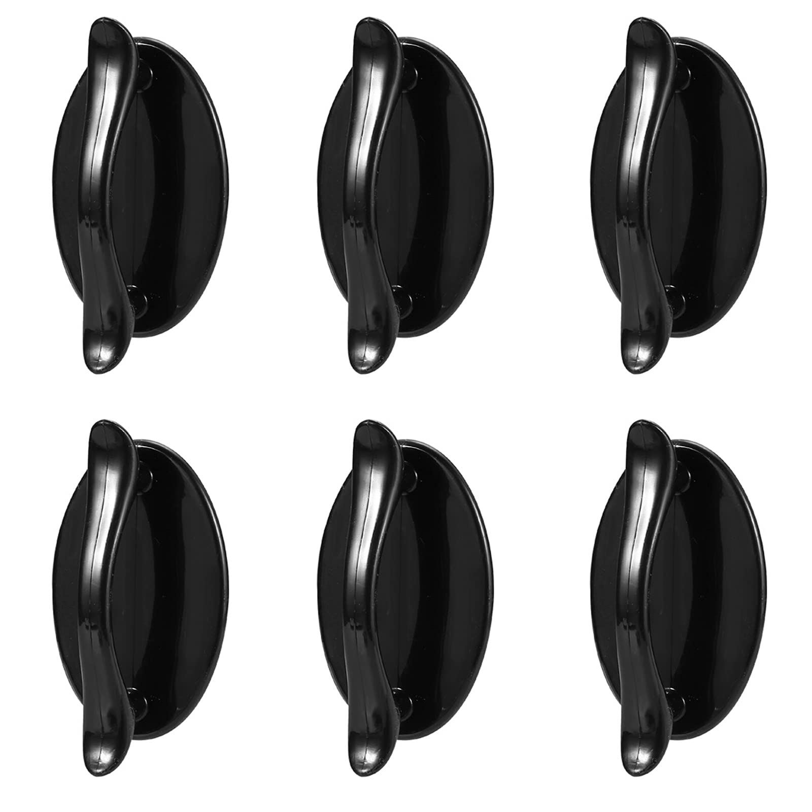 6 Pack Self-Adhesive Black Push Pull Handles - Furniture Drawer Knobs for Glass Doors, Cabinets, Wardrobes & Windows - Easy Installation for Sliding Pocket Doors & Dressers (Home & Office Organization)
