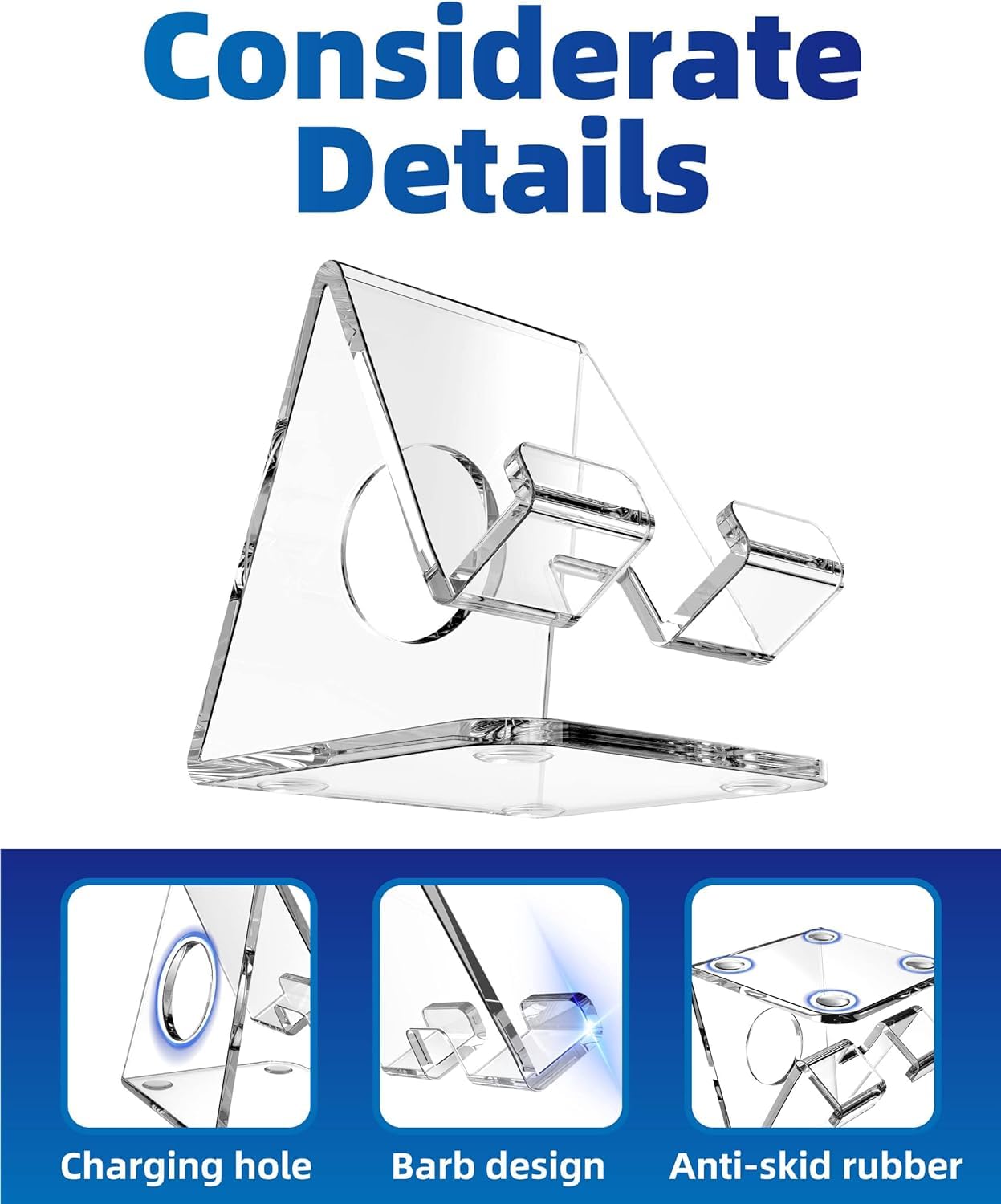 TOPGO 2 Pack Clear Acrylic Phone Stand - Universal Phone Holder for iPhone 16/15/14/13/12/11 Pro Max Plus, Samsung Galaxy, iPad, Kindle & Nintendo Switch - Perfect for Office Desk, Vanity, Kitchen Counter & Nightstand - Ideal for Video Calls, Gaming & Hands-Free Viewing