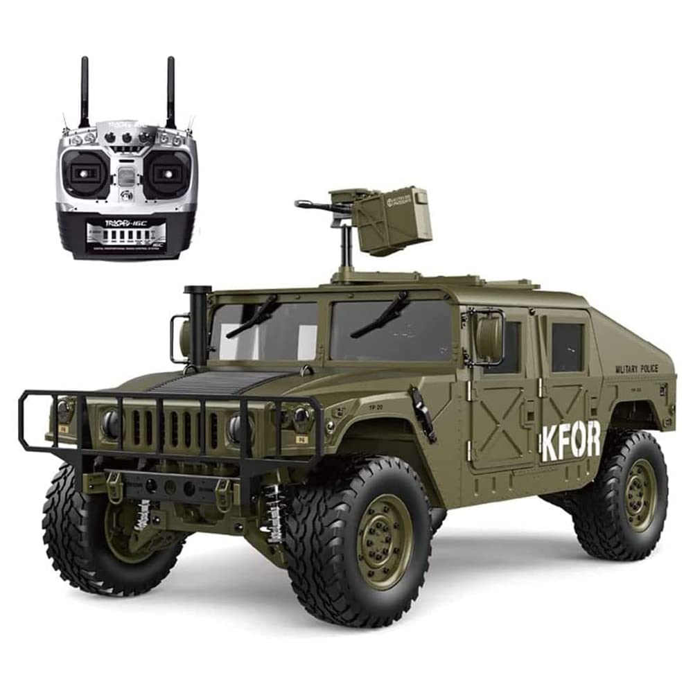 1/10 Scale Remote Control Military Tank Toy with Shooting, Lights & Sounds - RC Army Vehicle for Kids, Openable Toy Truck (Green) | Perfect for Outdoor Play, Battle Simulation & Collectors