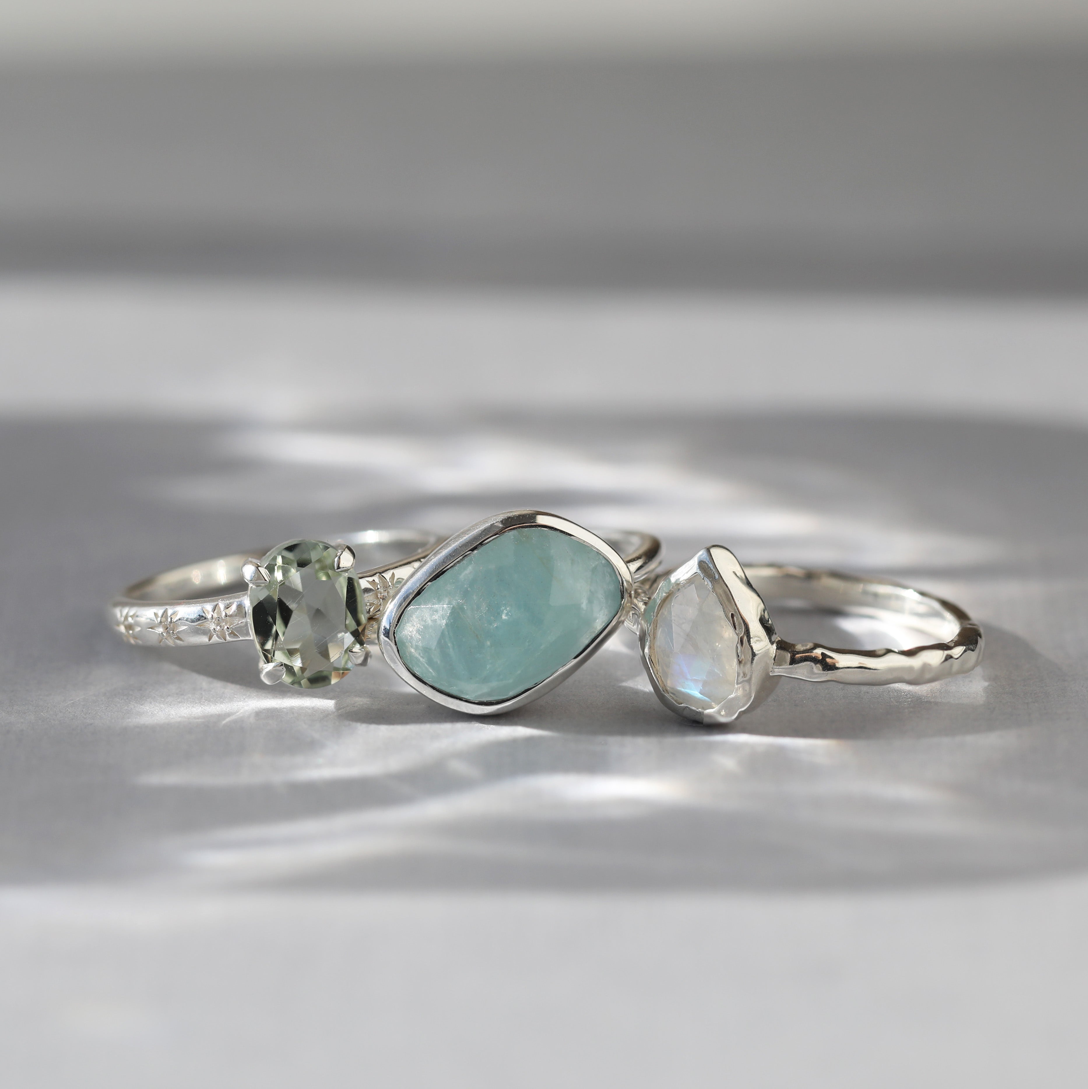 Kaia Green Amethyst Star Set Ring for Women - Elegant Sterling Silver Zodiac Jewelry - Perfect for Birthday Gifts, Anniversary & Spiritual Healing