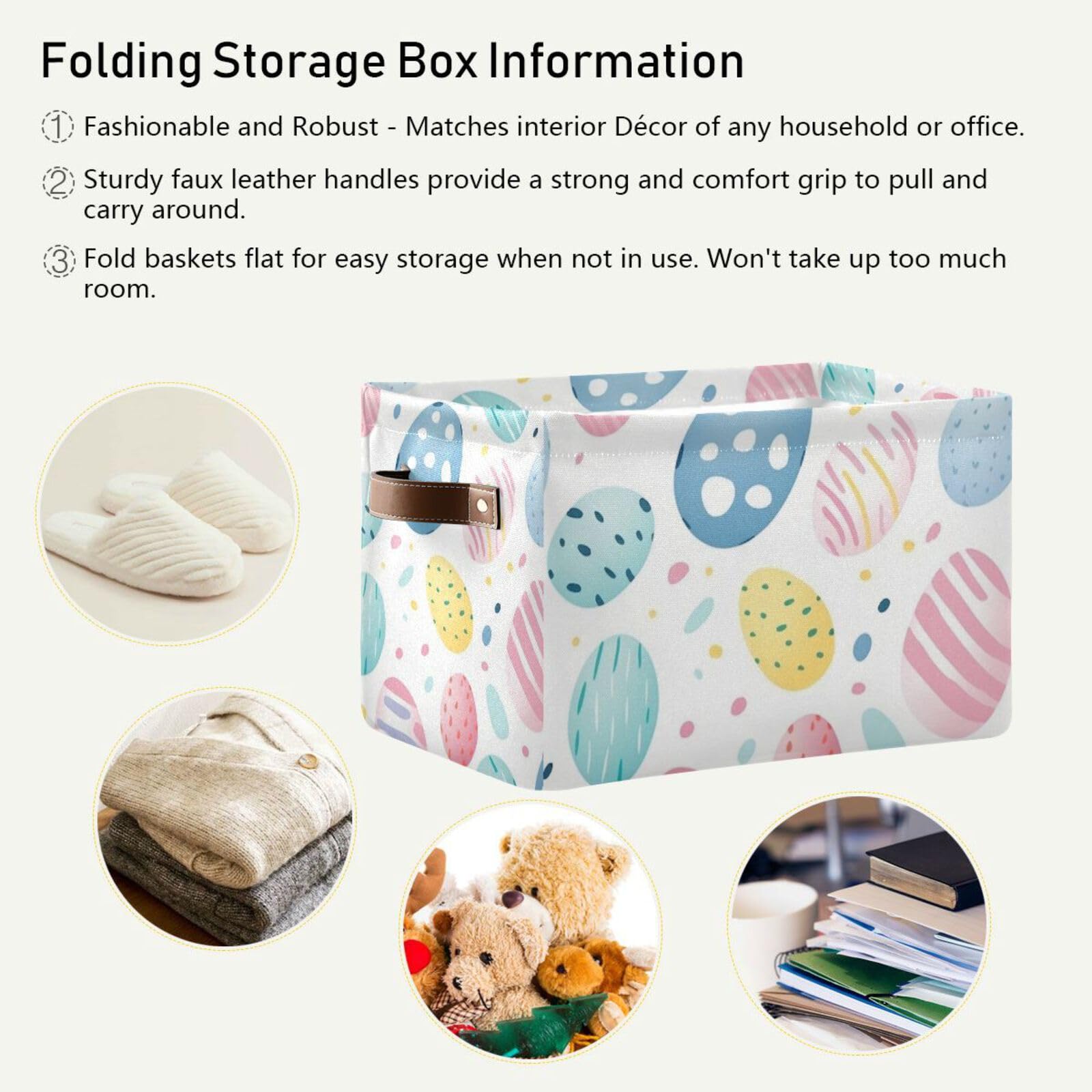 Senya Easter Storage Basket - Foldable Fabric Collapsible Storage Bin Organizer for Clothes, Toys & Holiday Decor | Perfect for Easter Egg Hunts, Home Organization & Seasonal Storage