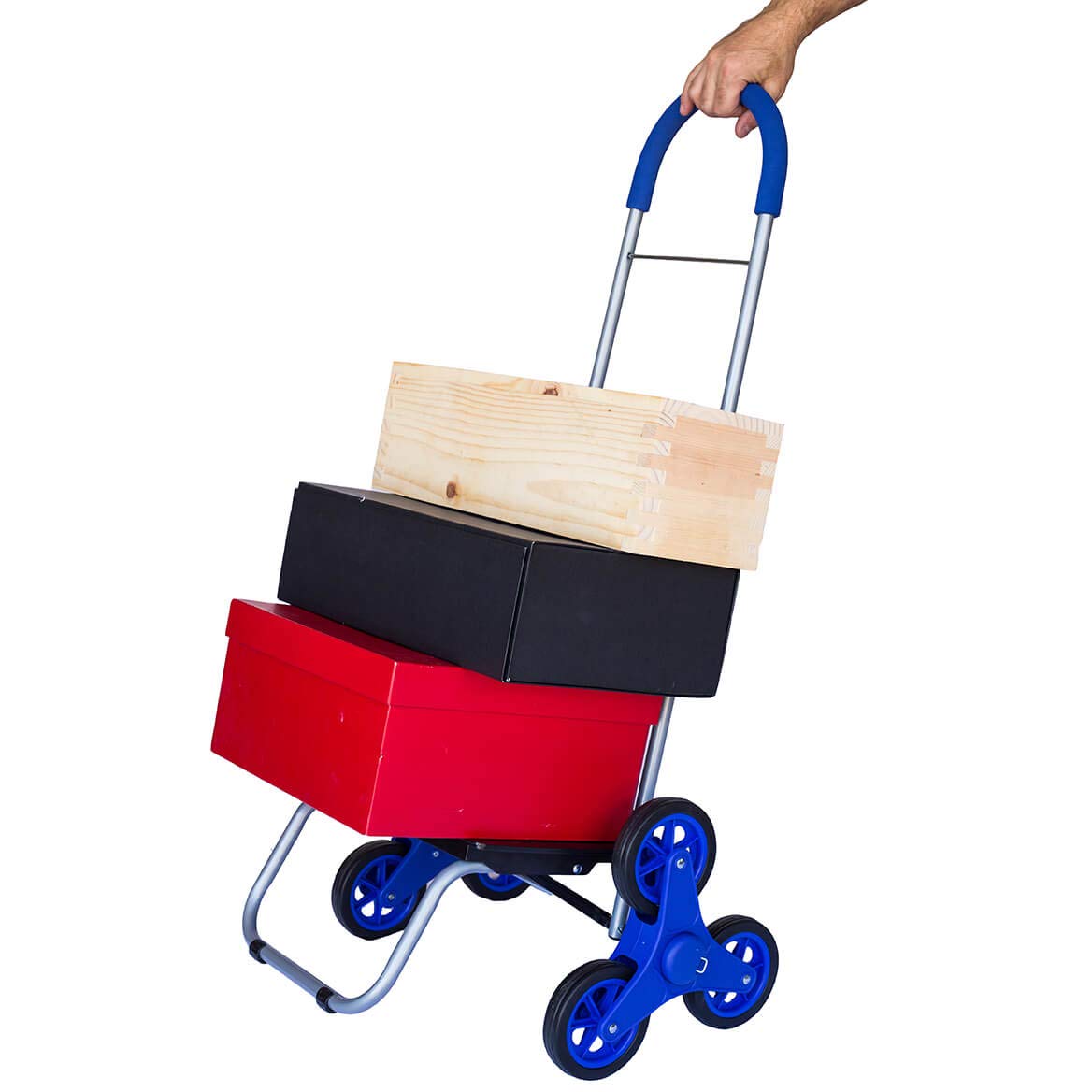 Dbest Trolley Dolly Stair Climber - Foldable Grocery Cart with Wheels for Stairs | Heavy Duty Shopping Cart for Apartments, Condos & Homes | Perfect for Groceries, Laundry & Moving Supplies (Red)
