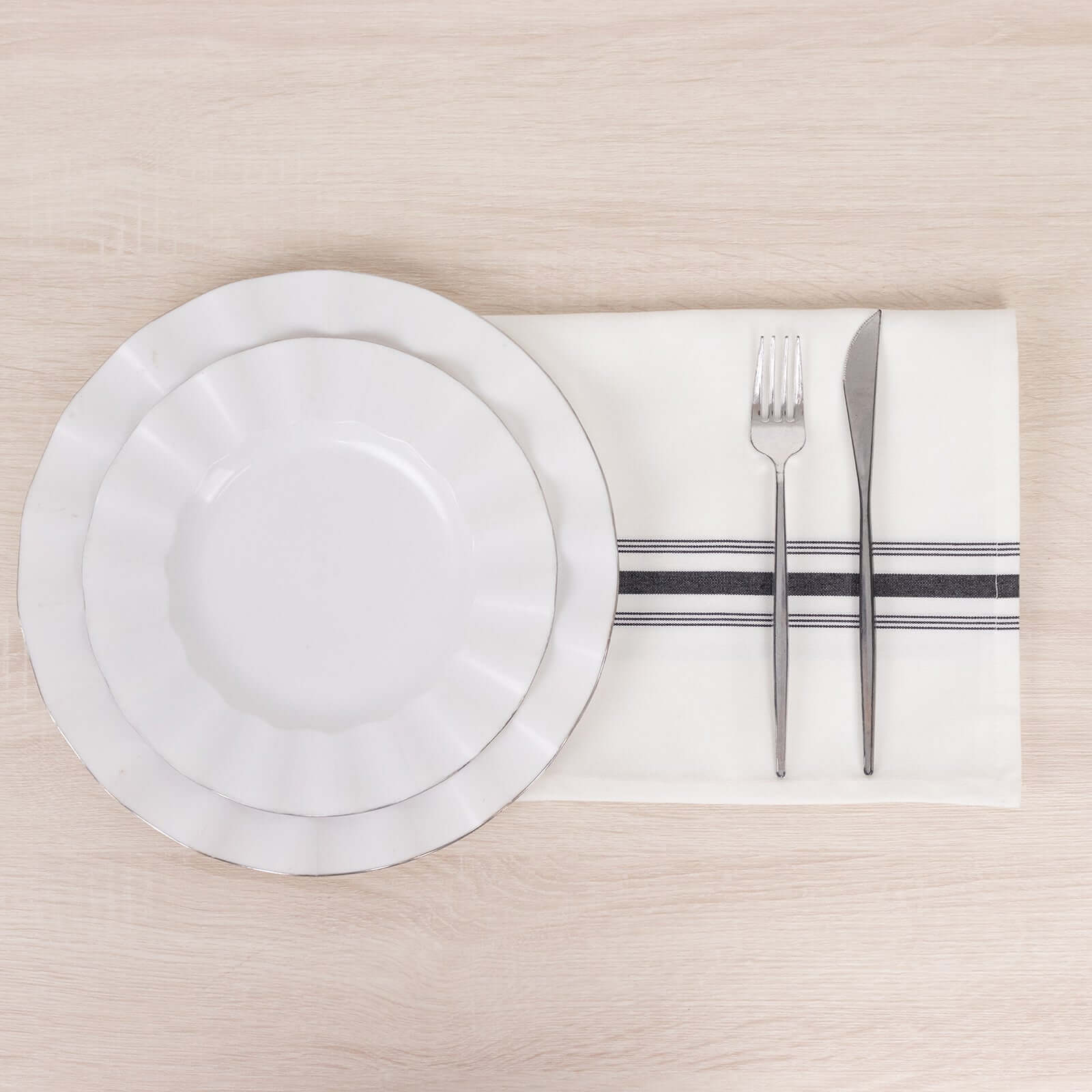10 Pack Premium Spun Polyester 18x22 Bistro Napkins - White & Black Highly Absorbent Cotton-Like Cloth Napkins for Everyday Dining, Parties, Weddings & Special Occasions - Restaurant Quality Table Linens for Home & Commercial Use