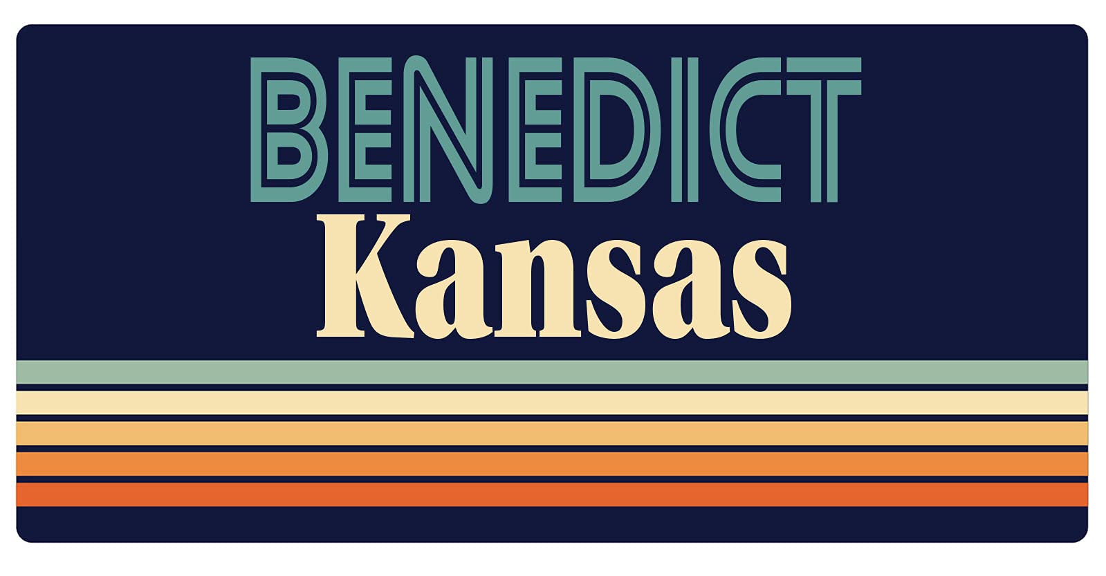 Benedict Kansas 5 x 2.5-Inch Retro Fridge Magnet - Vintage Style Decorative Refrigerator Magnet for Home, Office & Dorm Room Decor