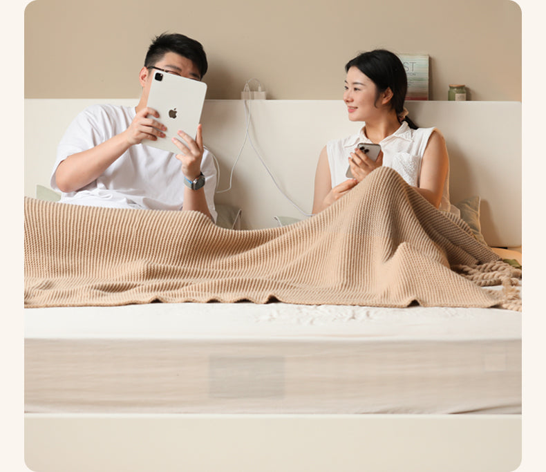 Solid Poplar Wood Box Storage Bed in Cream - Underbed Storage Solution for Small Spaces, Bedroom Organization & Minimalist Decor