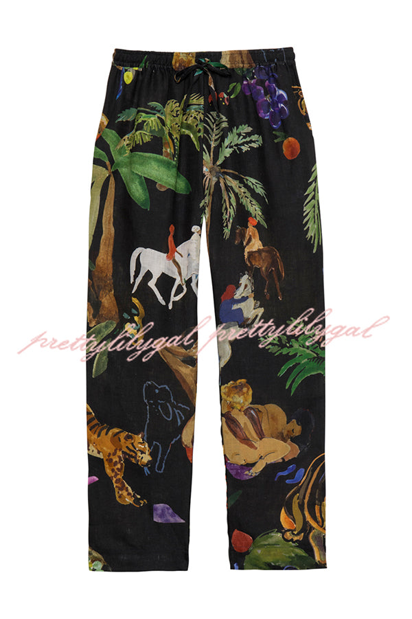Stylish Floral Print Long Sleeve Blouse with Elastic Waist Wide Leg Pants Set - Women's Casual Outfit for Work, Date Night & Spring Fashion