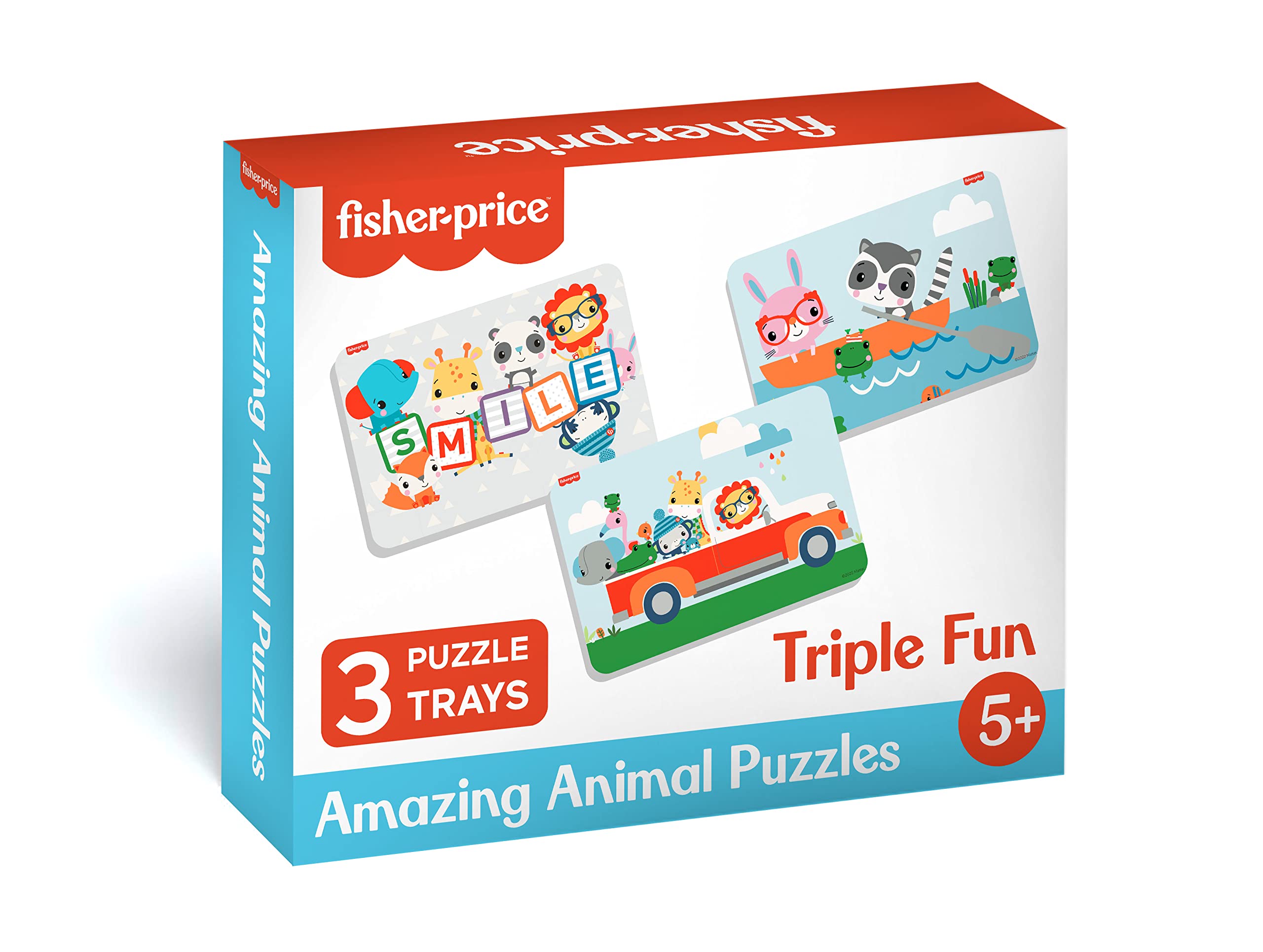 Fisher-Price Amazing Animals 3-in-1 Jigsaw Puzzle Set - 60 Pieces Educational Toy for Kids Ages 5+ | Colorful Learning Puzzles for Early Childhood Development | Perfect for Birthday Gifts, Classroom Activities & Family Game Night