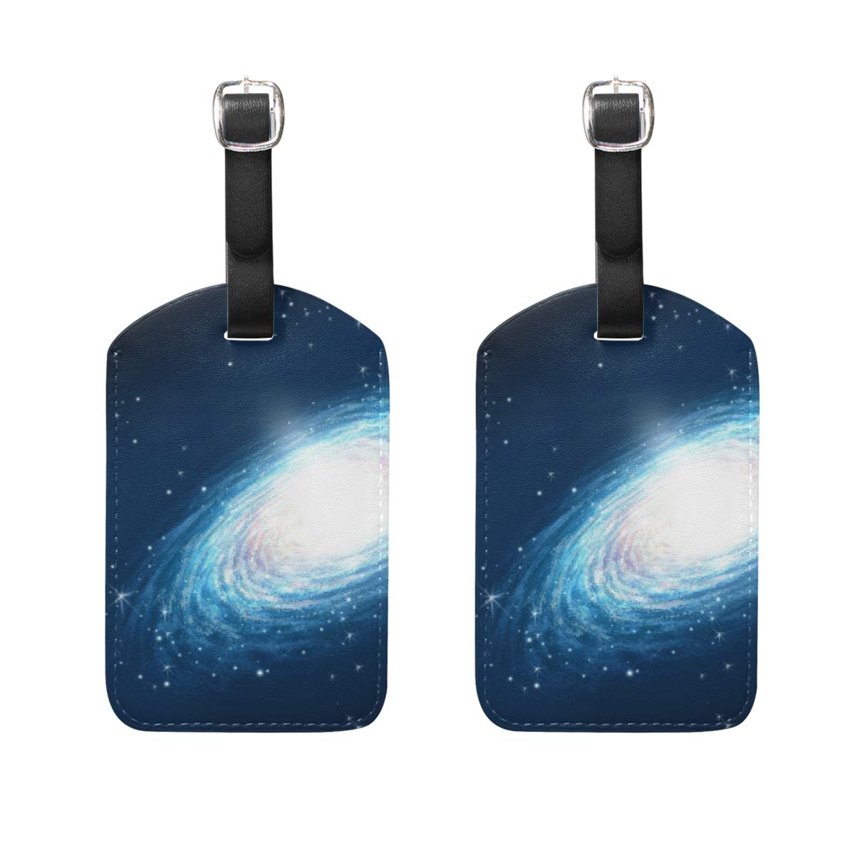 ILEEY Galaxy Space Cosmos Luggage Tags - Waterproof Travel ID Labels for Suitcase & Carry-on Bags (Set of 2) - Perfect for Airports, Cruise Ships & Family Travel Identification