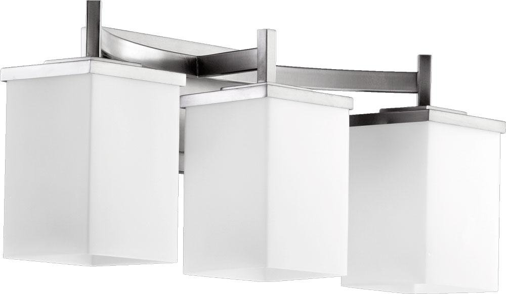 Quorum International 5084-3-65 Modern Vanity Lights with Satin Opal Glass Shades, Brushed Nickel Finish - Perfect for Bathroom, Bedroom & Dressing Room Lighting