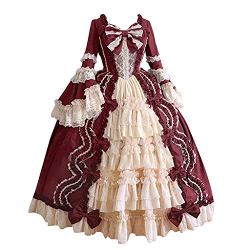 Vintage Gothic Patchwork Bow Dress for Women - Elegant Square Collar Cute Dress - Perfect for Parties, Cosplay, and Gothic Fashion Events