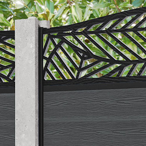 Classic Habitat Dark Grey Curved Top Fence Panel for Existing Concrete Posts - Perfect for Garden Privacy and Backyard Security