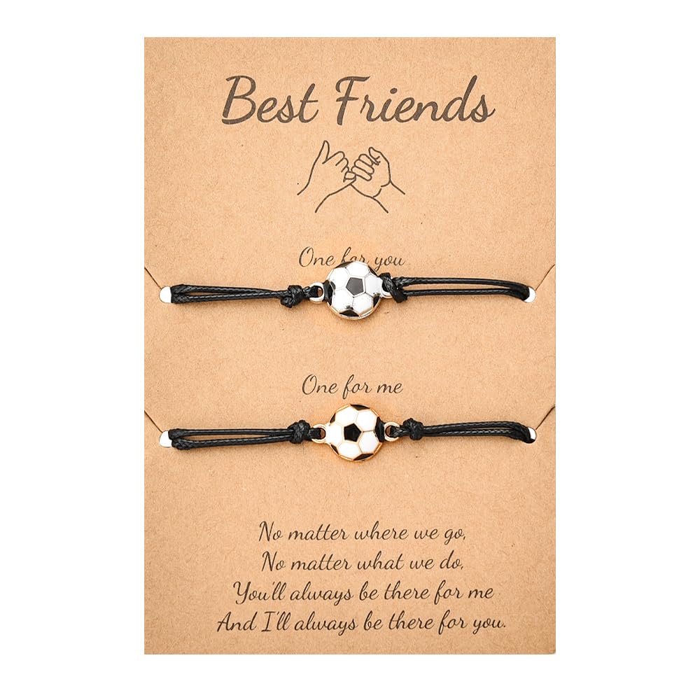 Best Friend Matching Soccer Bracelets for Women & Men - BFF Birthday & Christmas Gifts for Boys, Girls, Soccer Players & Fans - Braided Friendship Bracelets for Couples, Siblings & Team Mates - Perfect for Game Days & Special Occasions