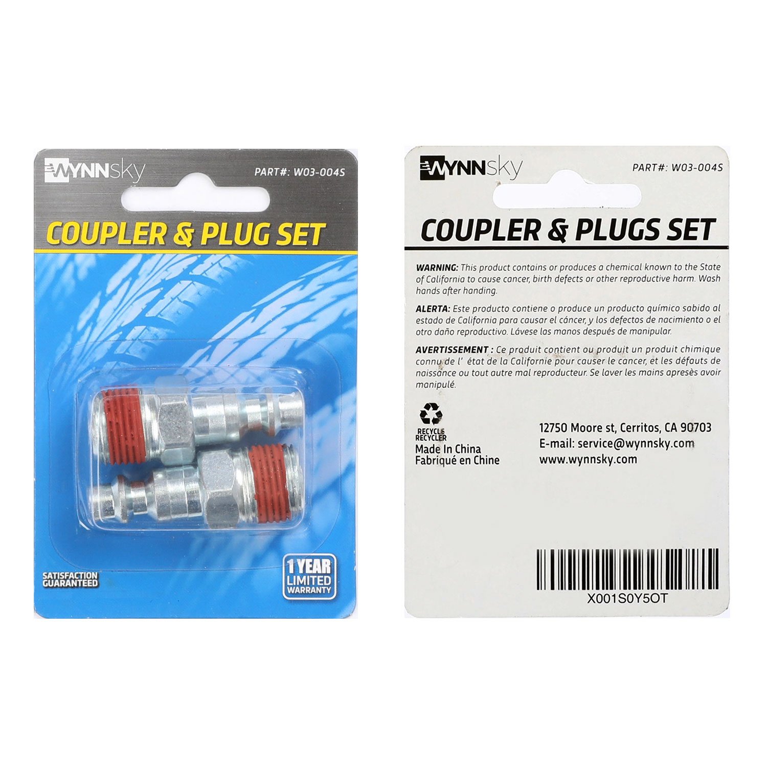 WYNNsky 3/8'' MNPT Zinc-Plated Air Plug with Sealant - 2-Piece Industrial Air Fitting Kit for Pneumatic Tools | Perfect for Air Compressor Systems, HVAC & Automotive Applications