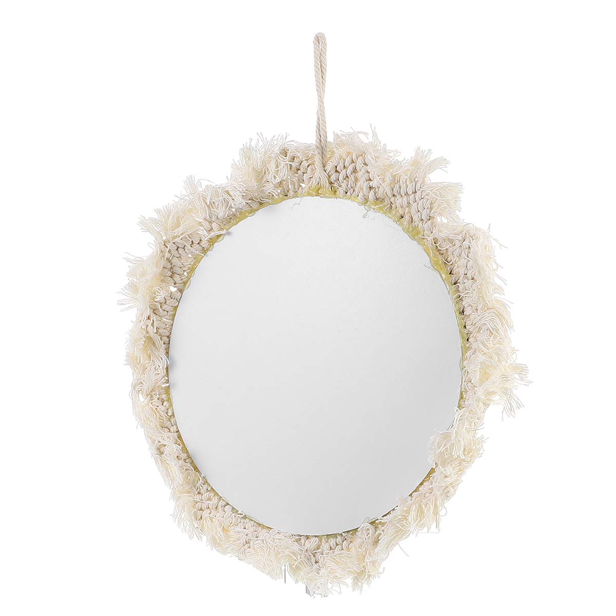 VICASKY 12 Inch Round Wall Mirror with Hanging Rope - Decorative Hanging Mirror for Bedroom, Bathroom, Living Room Makeup & Home Decor - Boho Style Wall Art for Aesthetic Room Decor