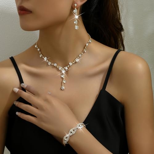 A: gold necklace bracelet earrings set