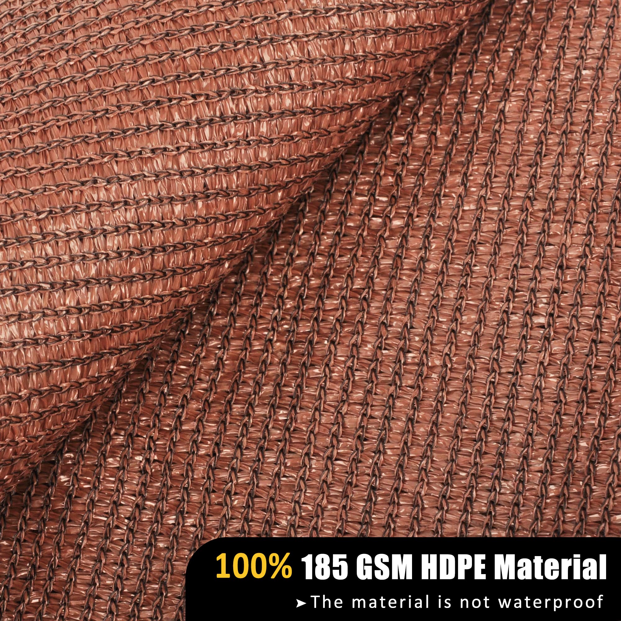 12x16ft Brown Rectangle Sun Shade Sail - Patio, Garden & Backyard Canopy Cover