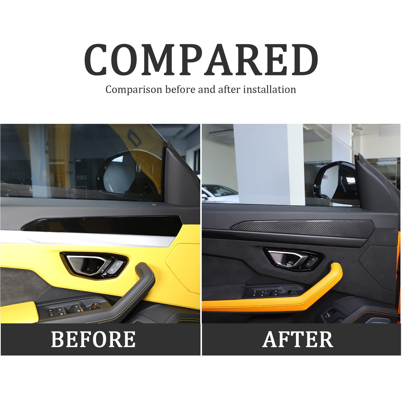 Premium Real Carbon Fiber Car Interior Door Panel Stripe Cover Molding Trim for Lamborghini URUS 2018-2023 - Red Carbon Fiber Style Upgrade for Luxury SUV Interior Protection & Customization