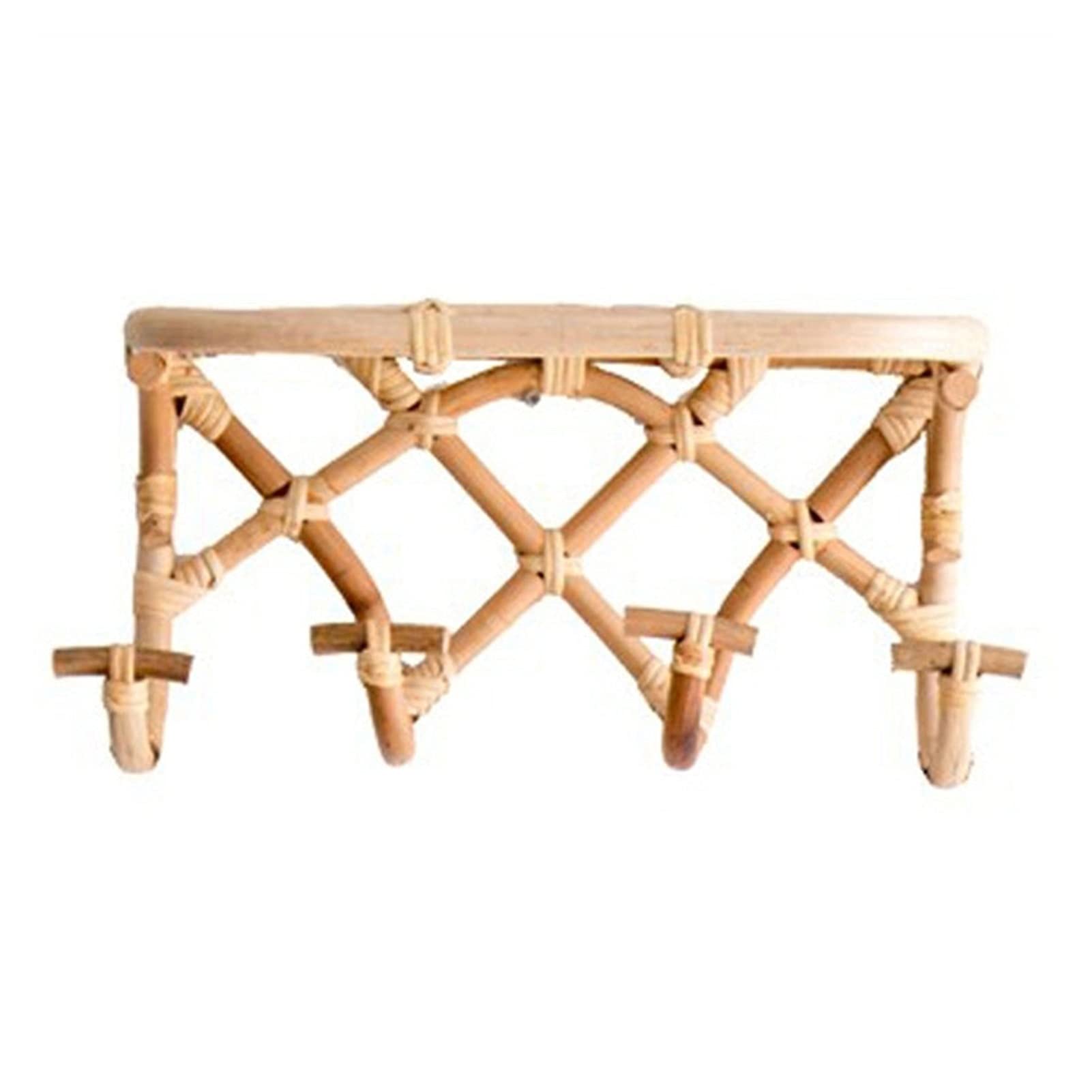 Stylish Rattan Wall Mounted Coat Rack - Space Saving Hooks for Coats, Hats, Towels & Handbags (38x25x23cm) - Perfect for Entryway, Bathroom & Bedroom Organization