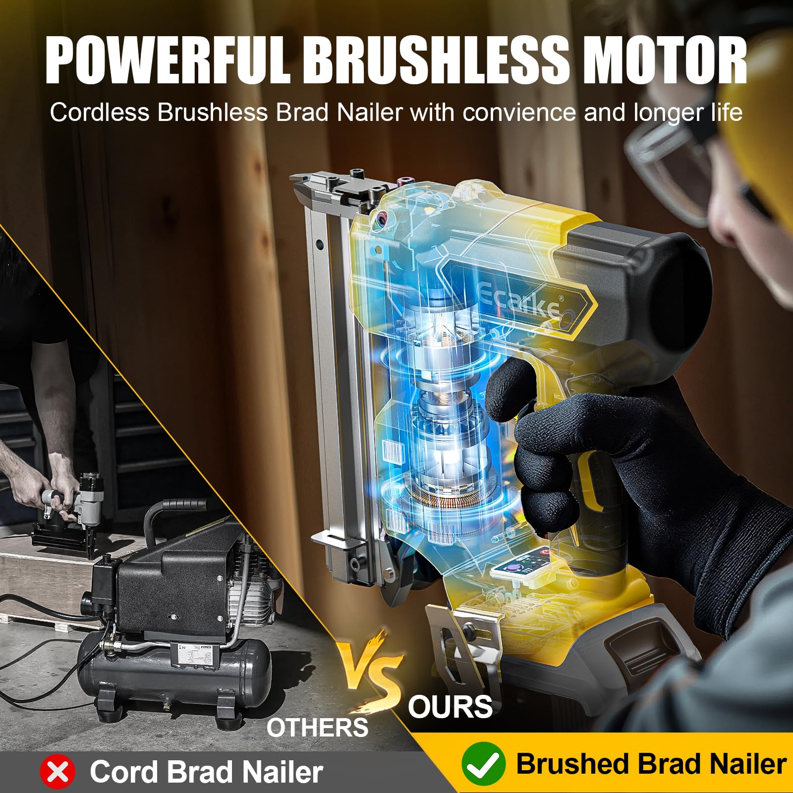 DEWALT 20V Brushless Cordless 18 Gauge Brad Nailer - 1000 Nails Included, 5/8