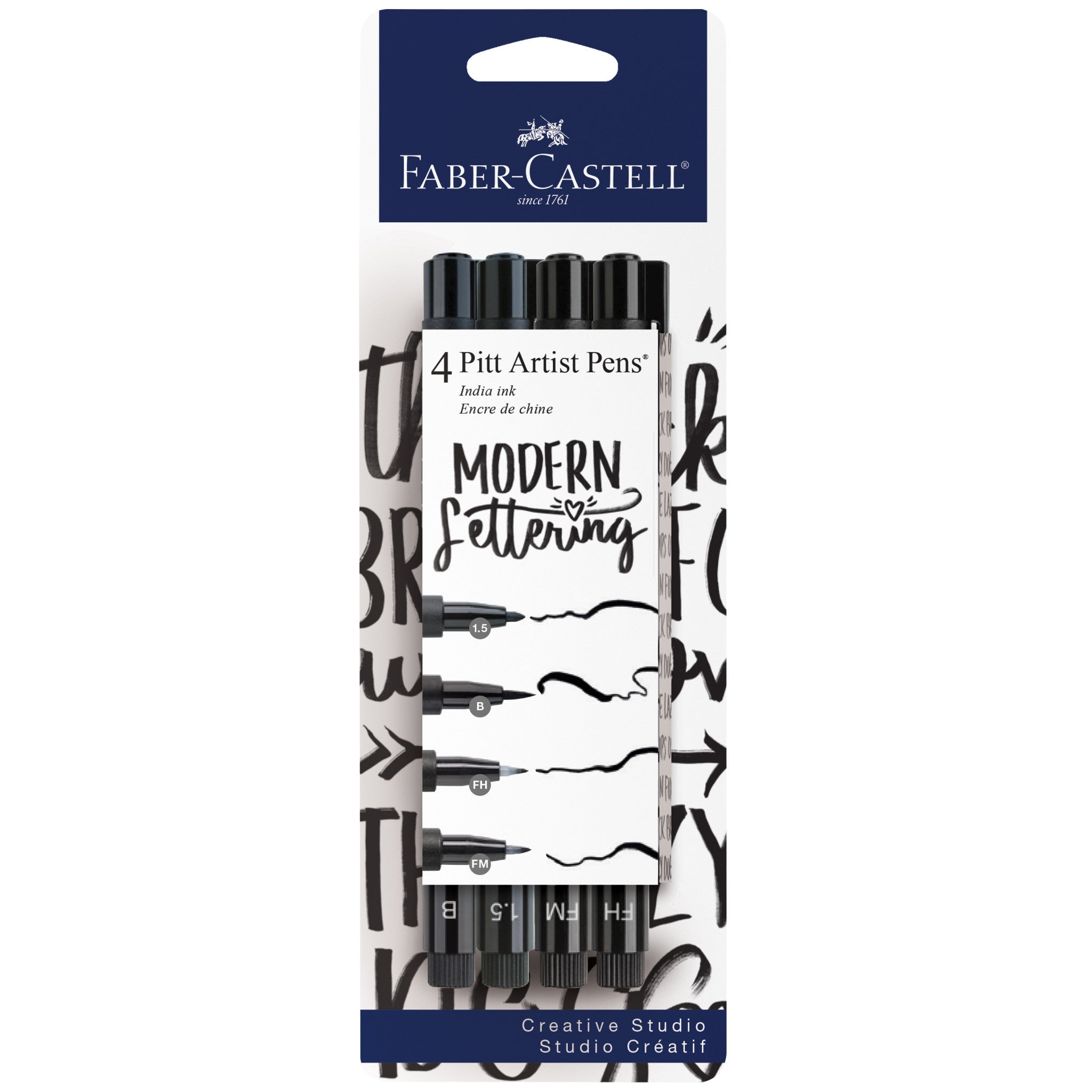 Pitt Artist Pen Set of 4 - #199 Black Calligraphy Pens for Modern Lettering & Illustration | Perfect for Sketching, Hand Lettering, Comic Art & Bullet Journaling (#770084)