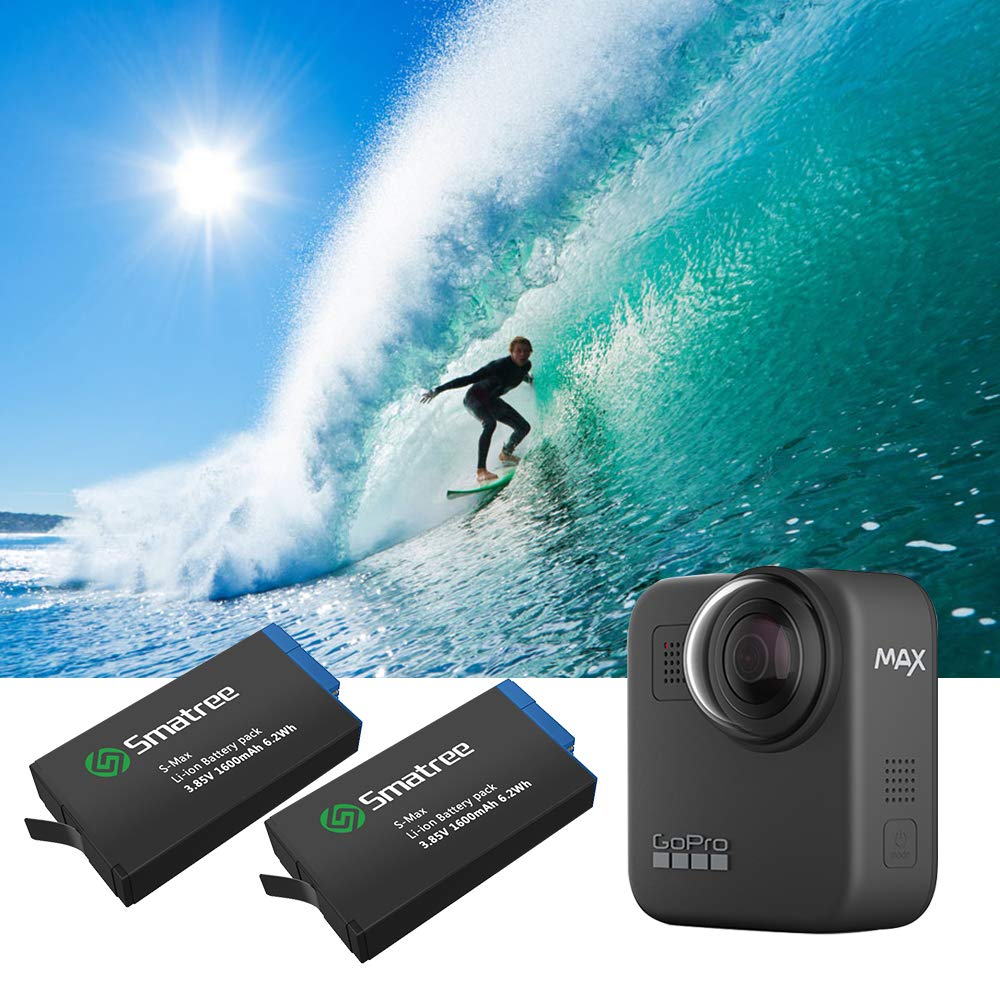 Smatree 2-Pack Replacement Battery with 3-Channel Fast Charger for GoPro Hero Max - Perfect for Extended Outdoor Adventures, Travel Vlogging & Action Sports Recording