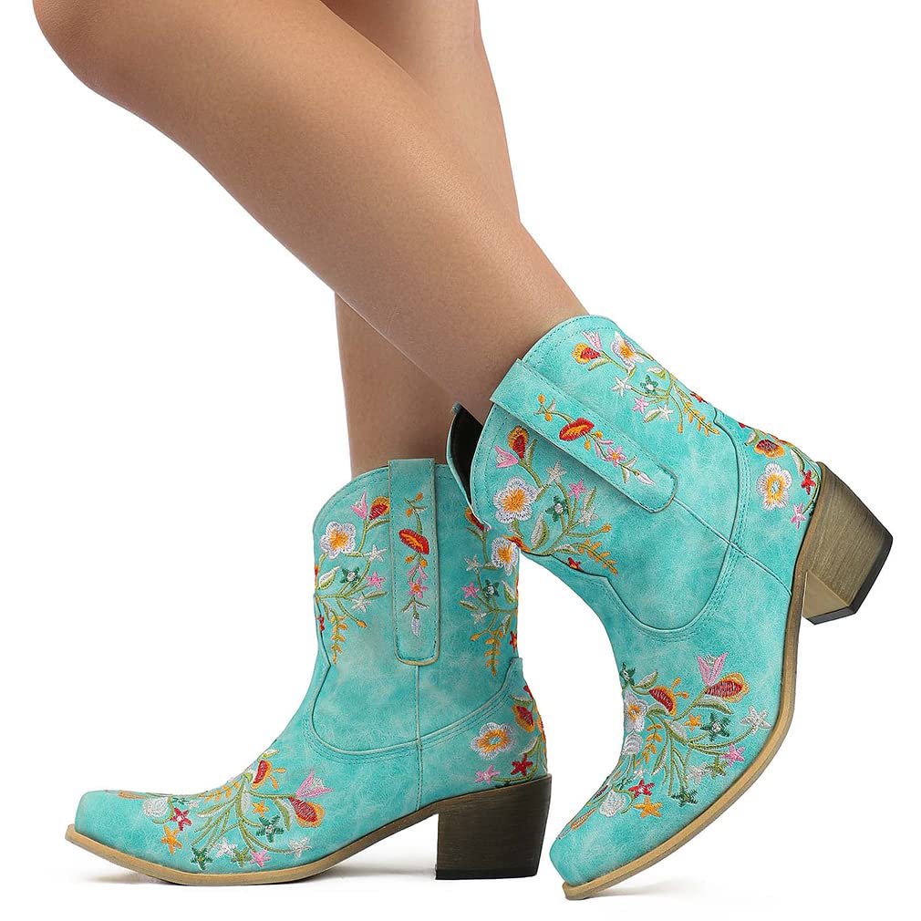 SO SIMPOK Women's Classic Cowgirl Boots - Retro Western Ankle Boots with Embroidered Design for Ladies | Perfect for Country Dancing, Rodeo Events & Western Fashion Outfits