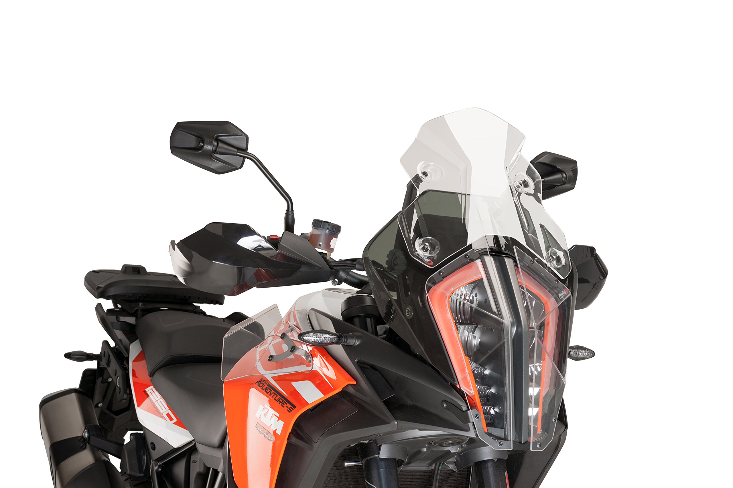 Puig Racing Windshield Screen for KTM 1290 Super Adventure R/S 2017-2018 - Clear Polycarbonate Motorcycle Windshield for Enhanced Riding Comfort & Protection - Perfect for Long Distance Touring & Adventure Riding