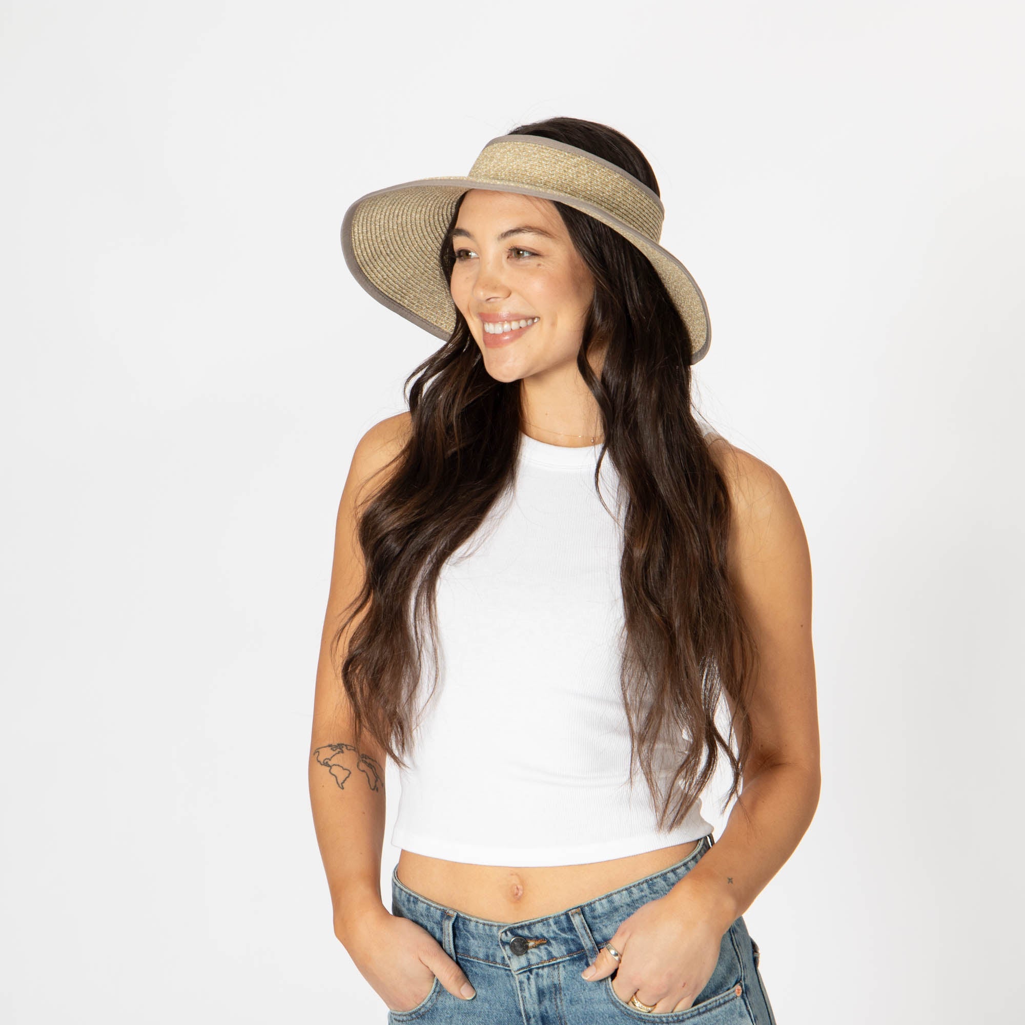 San Diego Hat Company Women's Ultrabraid Large Brim Visor - UV Protection Sun Hat for Beach, Golf, and Outdoor Activities