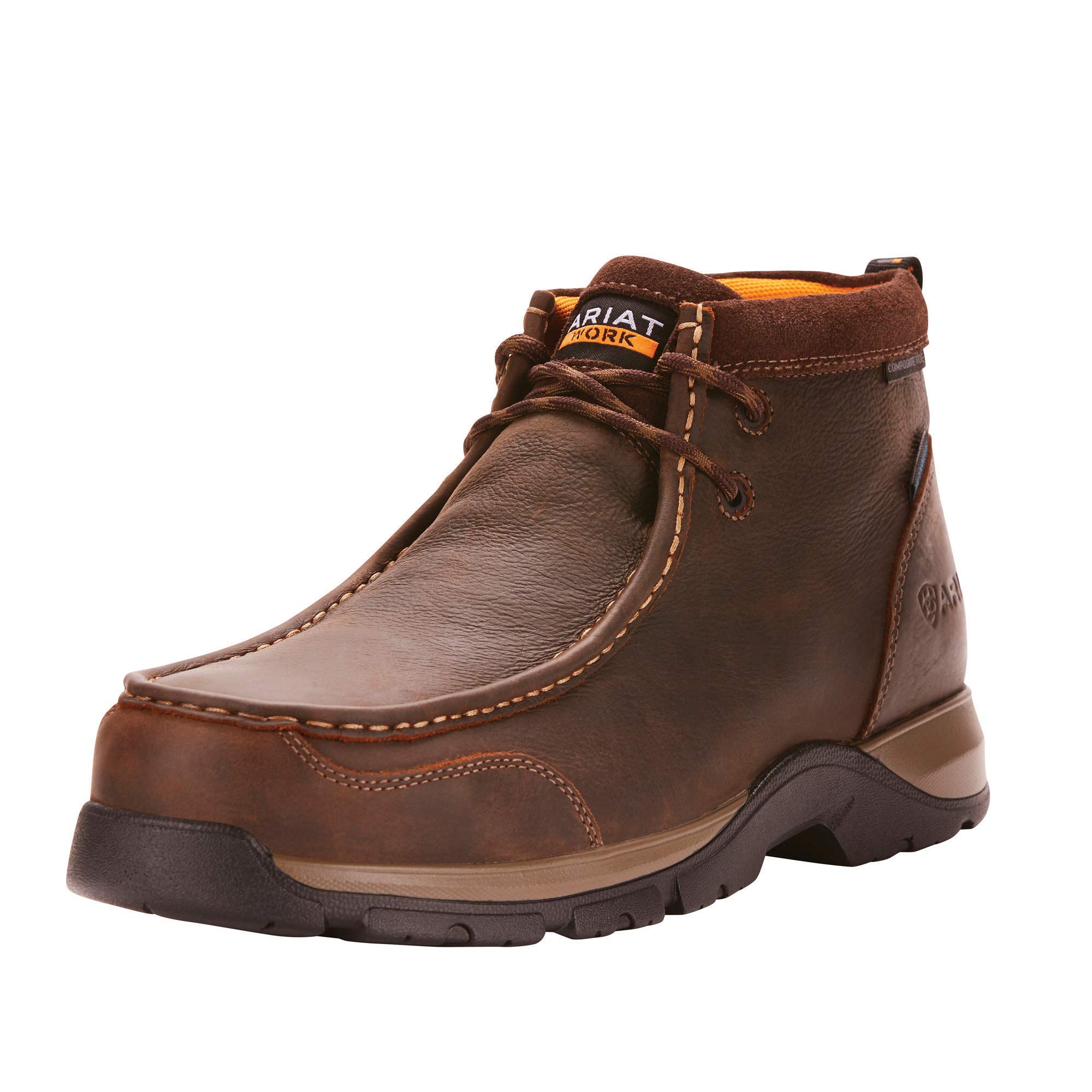 ARIAT Men's Edge LTE Moc Waterproof Composite Toe Work Boots - Dark Brown - Size 12 Wide | Slip Resistant Safety Shoes for Construction, Warehouse & Outdoor Work