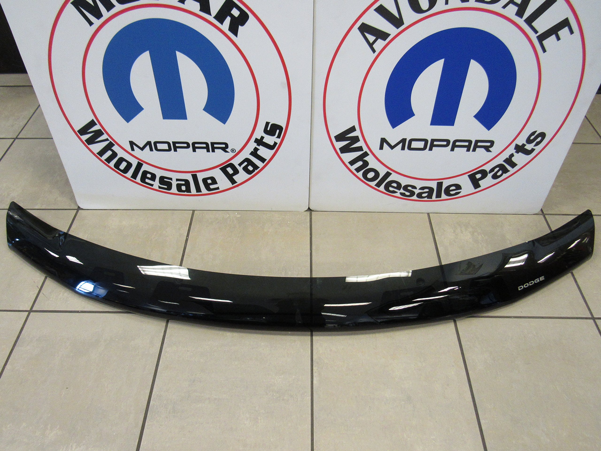 Mopar 82210993AB Tinted Front Air Deflector with Dodge Logo - Hood Mounted Wind Deflector Protects from Road Spray & Debris | Perfect for Dodge Trucks & SUVs in Rainy or Off-Road Conditions