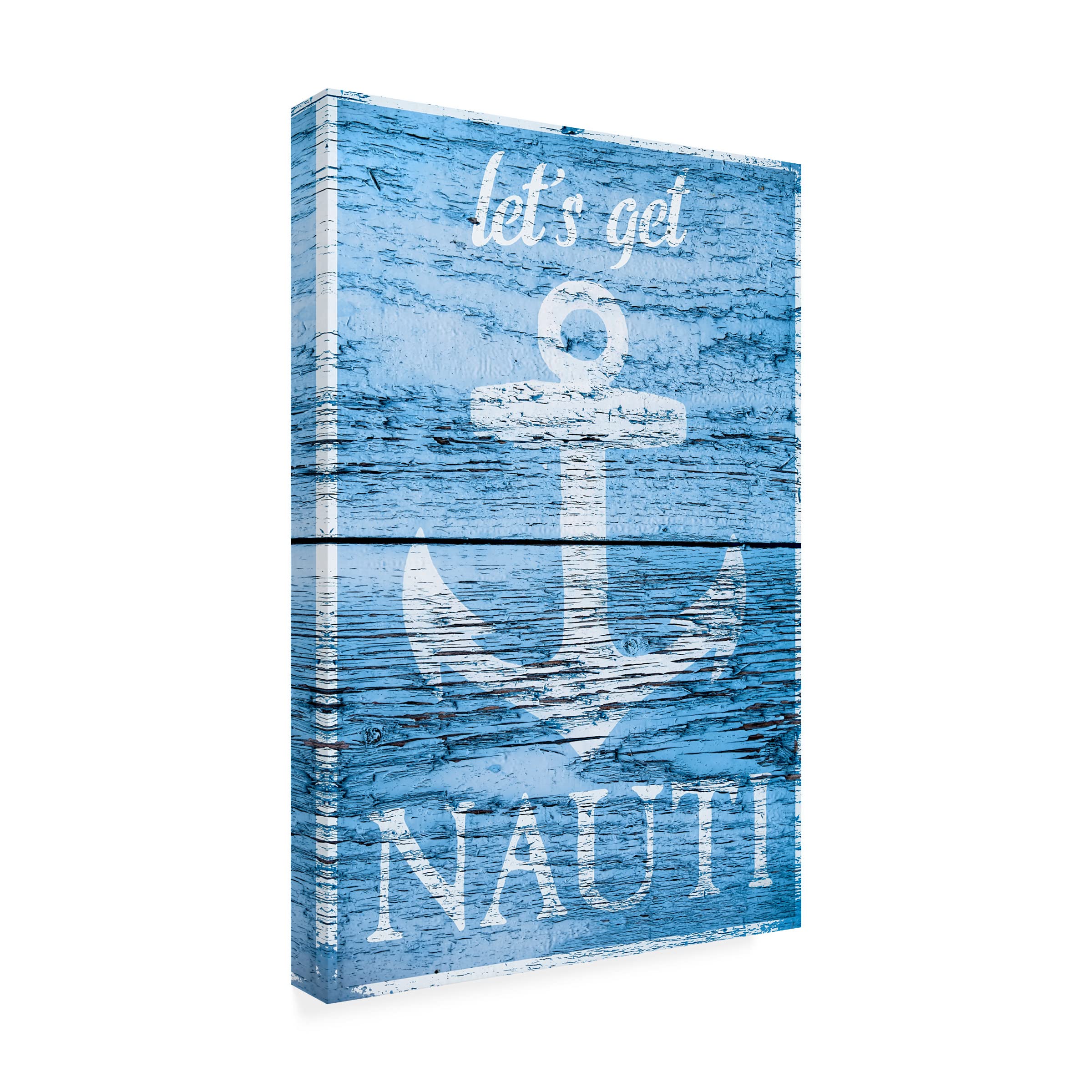 Trademark Fine Art 'Let's Get Nauti' Canvas Wall Art by Cora Niele - Nautical Decor for Beach House, Living Room & Office