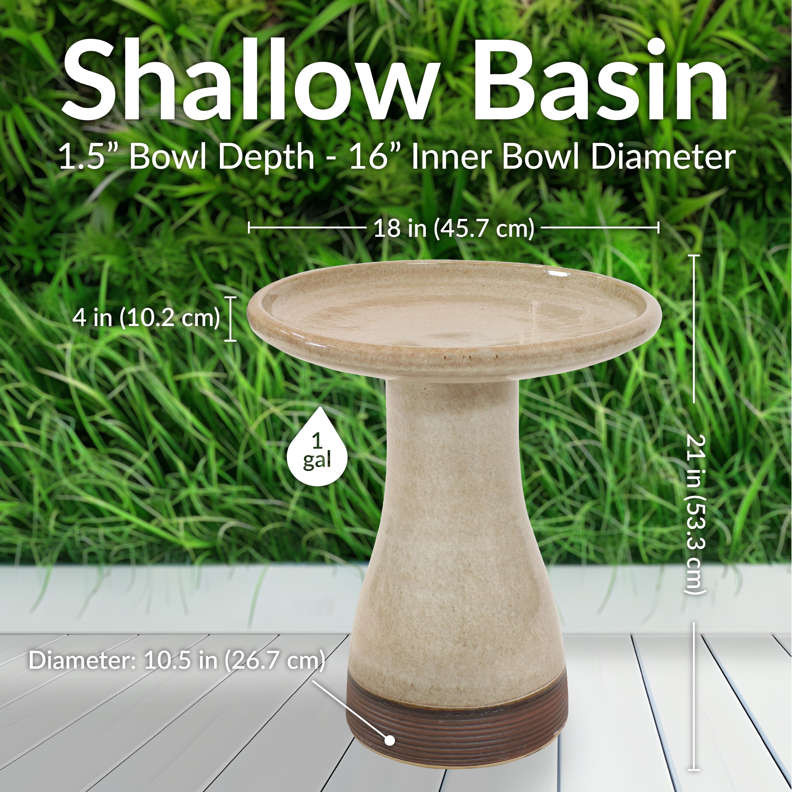 Sunnydaze Glazed Ceramic Duo Tone Outdoor Bird Bath - Garden Decor for Attracting Birds & Enhancing Outdoor Spaces