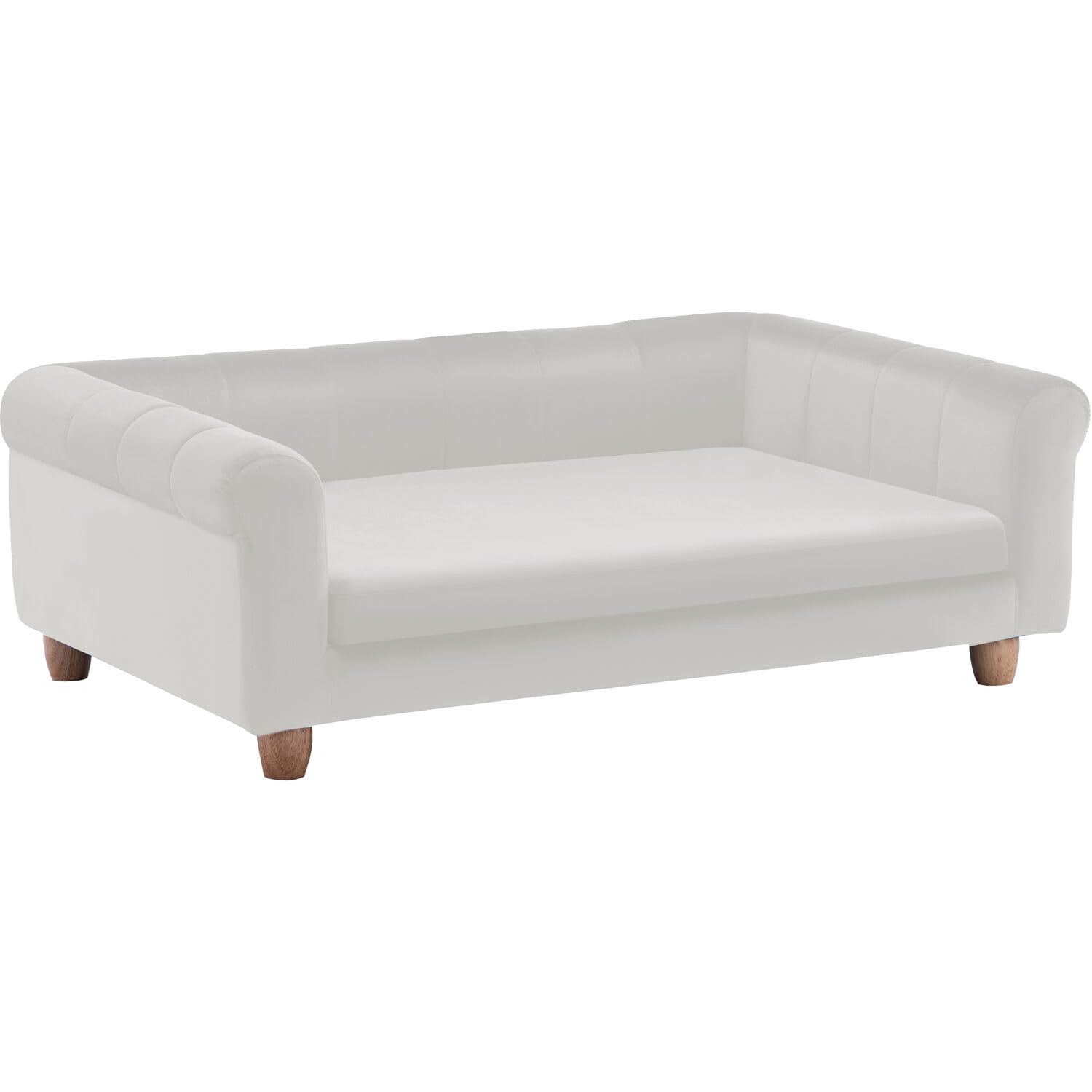 Critter Sitters 42-Inch Elegant Cream Faux-Velvet Rectangular Dog Sofa Bed - Durable Elevated Pet Couch for Medium & Large Dogs - Comfortable Modern Stylish Dog Furniture for Living Room, Bedroom & Pet-Friendly Spaces
