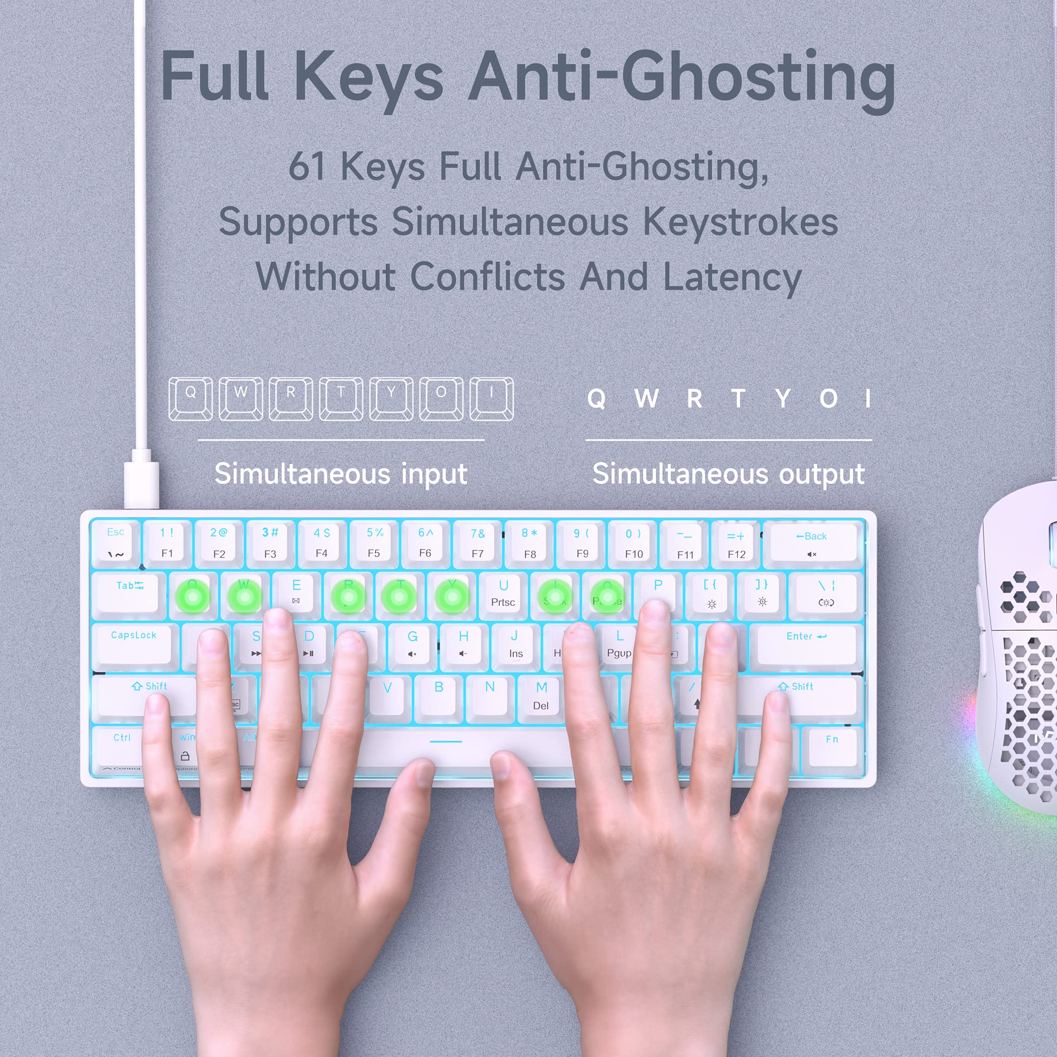DIERYA DK61SE 60% Compact Mechanical Gaming Keyboard - 61 Keys with Anti-Ghosting, RGB Backlight, USB-C Detachable Cable - Tactile Brown Switches for PC, Laptop, Mac - Perfect for Gaming, Typing & Office Work