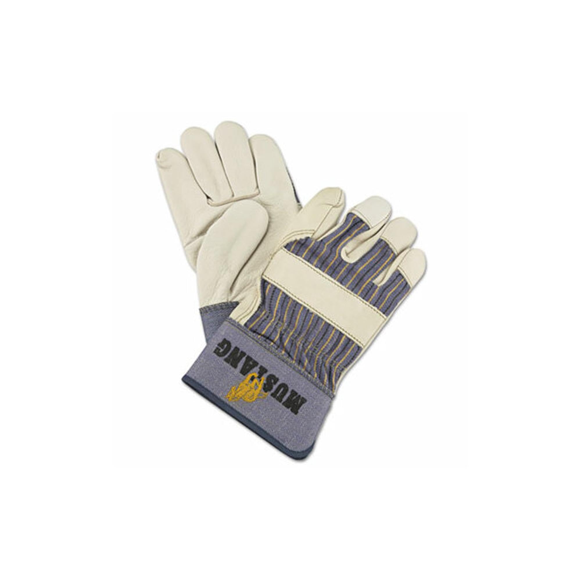 Premium Mustang Grain Leather Palm Gloves - Set of 12 Pairs for Work, Gardening & Outdoor Activities - Durable Cowhide Work Gloves for Men and Women