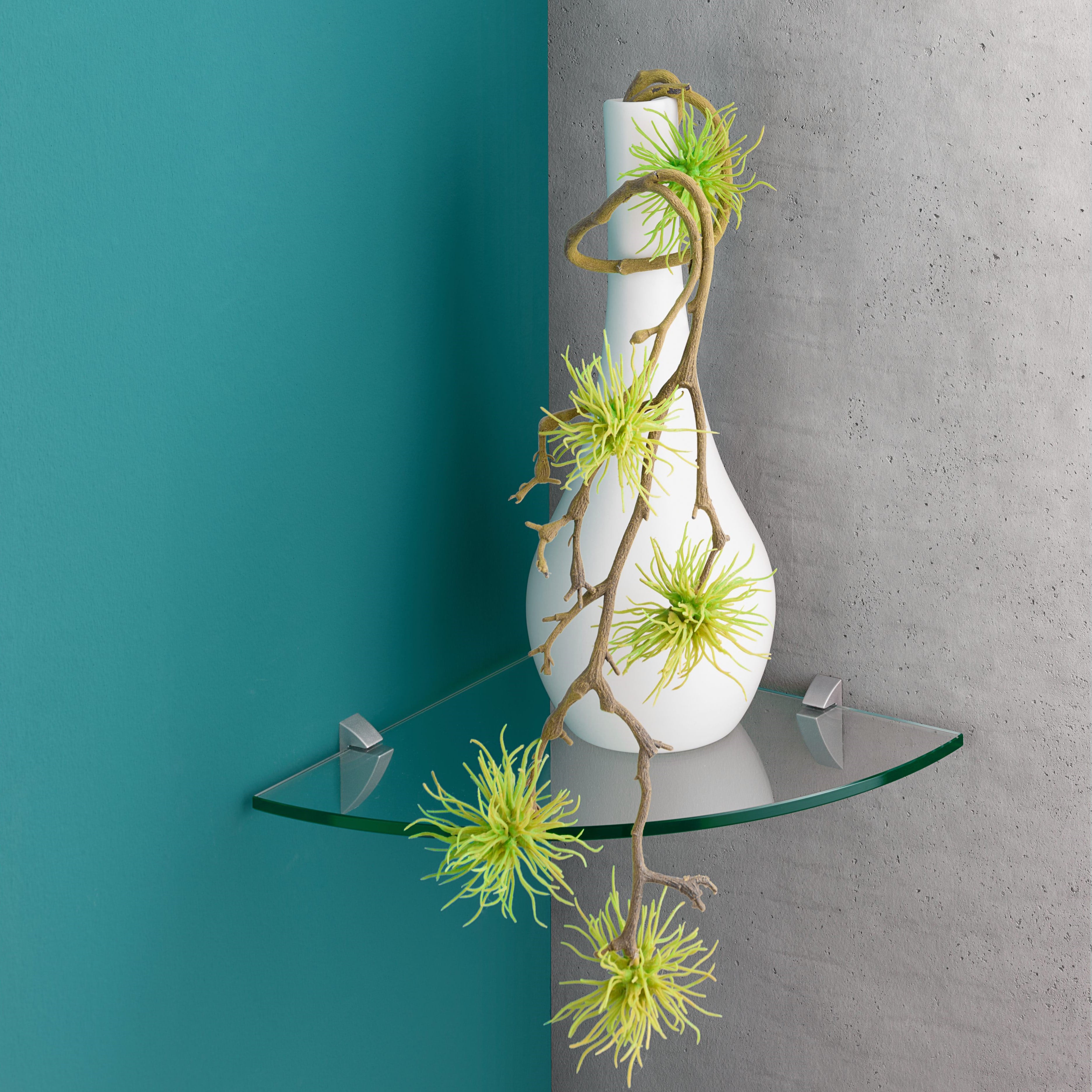 Glassline Corner Shelf with Clip Support - Space-Saving Bathroom & Kitchen Organizer for Shampoo, Soap, and Essentials