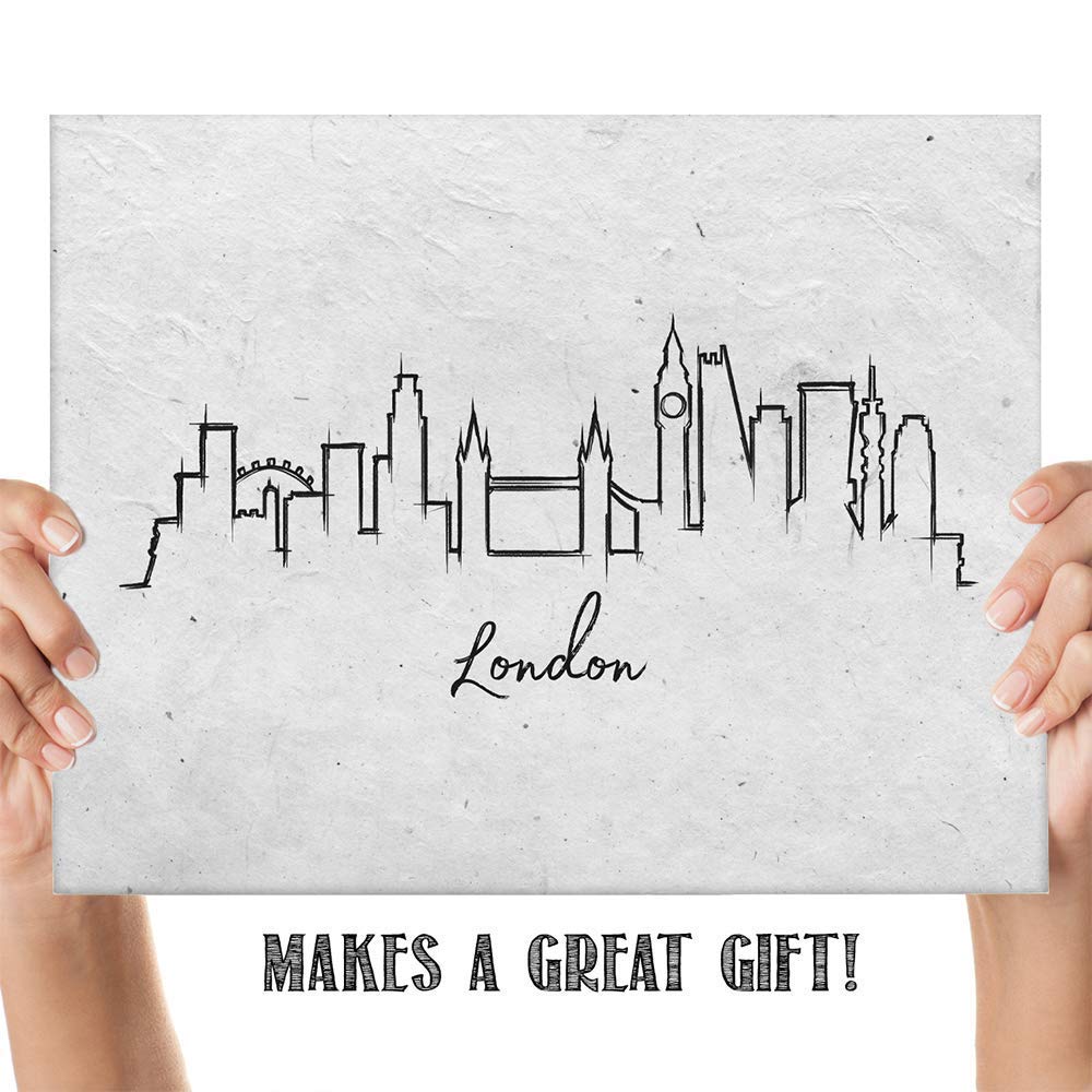 London Skyline Wall Art Print - 11x14 Unframed Black & White Line Drawing - Perfect Home & Office Decor - Unique Gift for Friends, Family, Travel Lovers & Cityscape Enthusiasts