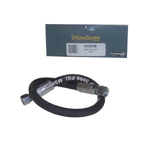 SnowDogg Hydraulic Lift Hose 1/4 x 18 - Replacement Part #16153100 for Snow Plow Equipment - Perfect for Winter Maintenance & Heavy-Duty Snow Removal