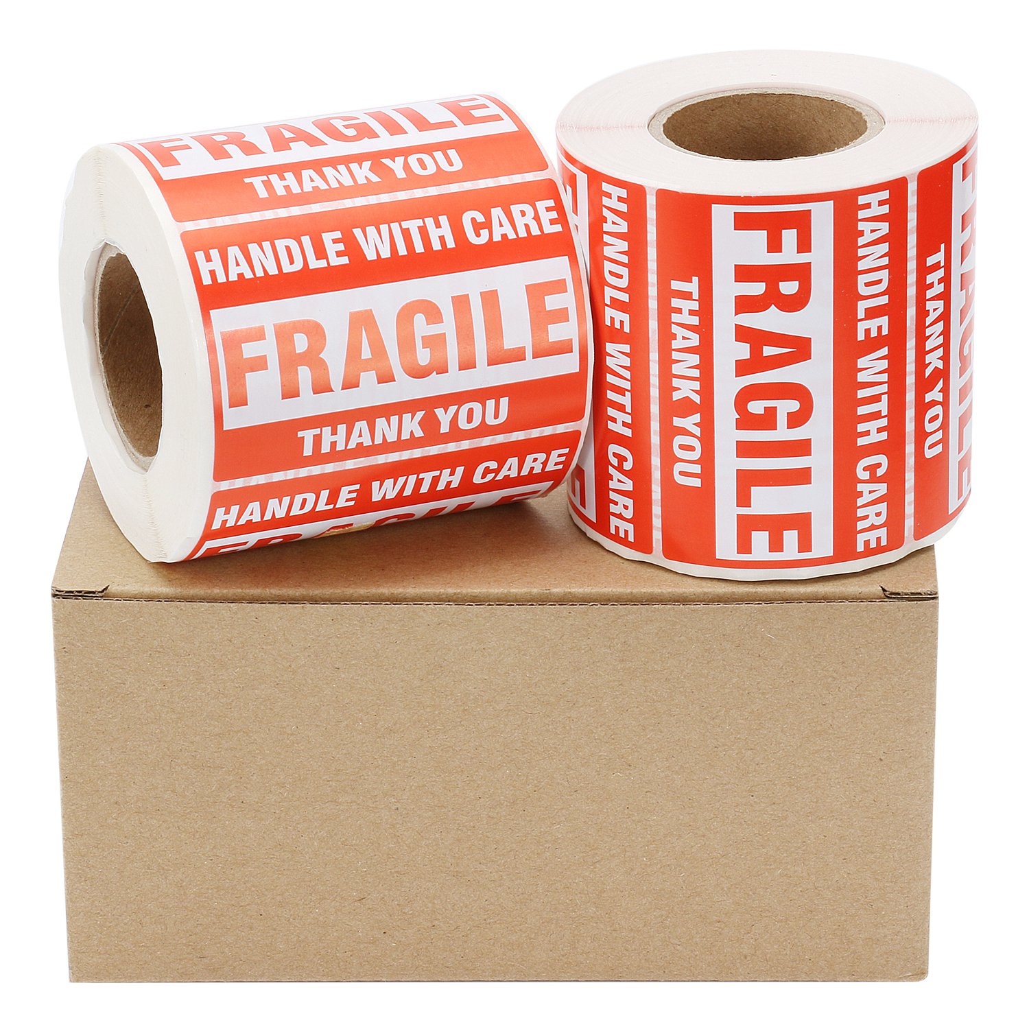 RBHK Fragile Stickers 2'' x 3'' - Handle with Care Shipping Labels, 500 Labels per Roll (8 Rolls) - Perfect for Package Protection, Moving Boxes & Delicate Item Shipments