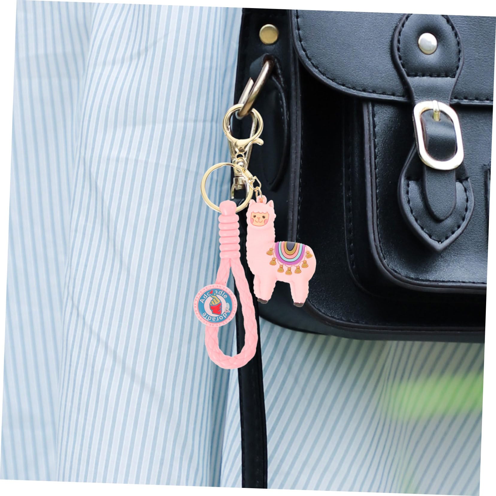 ABOOFAN 2pcs Alpaca Keychain - Soft Plush Christmas Key Pendant, Cute Stuffed Animal Ornaments for Car Keys, Purse & Backpack - Leather Rope & PVC Keyring with Epoxy Charm - Perfect Holiday Gift & Decoration for Christmas Tree, Stocking Stuffers & Party Favors